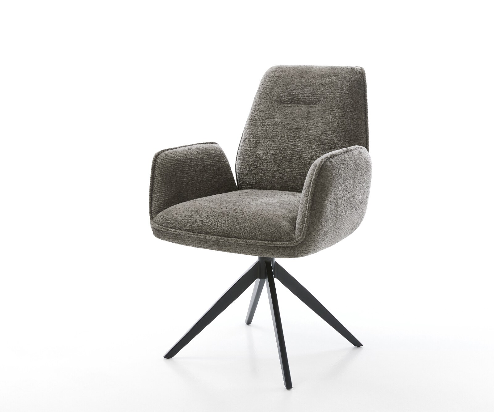 Drehstuhl Zoa-Flex Bouclé Soft Schlamm Kreuzgestell breit Schwarz 360° drehbar Wippfunktion Taschenfederkern