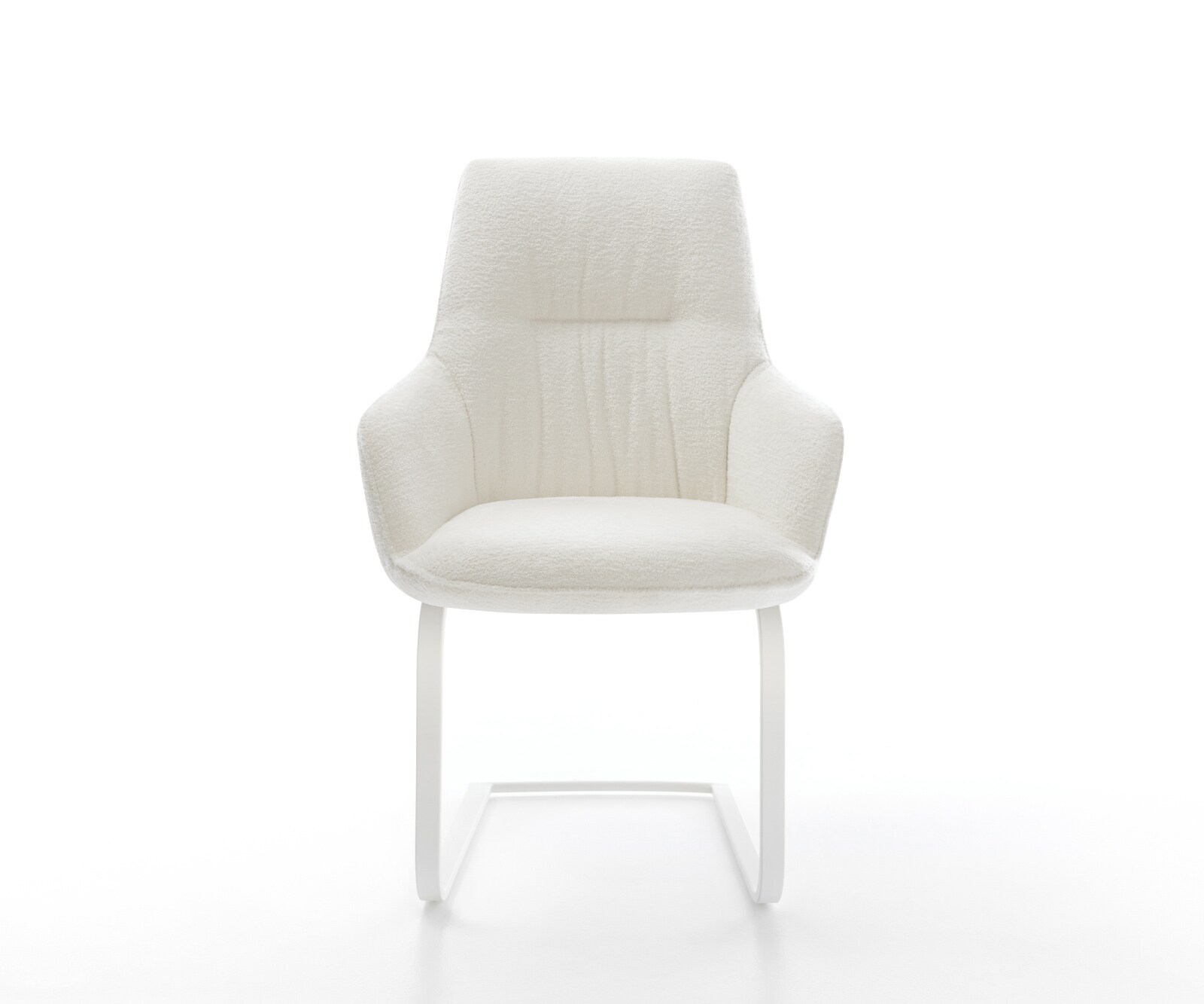 Freischwinger Zelia-Flex mit Armlehnen Bouclé Soft Beige Freischwinger flach Weiß Taschenfederkern 2