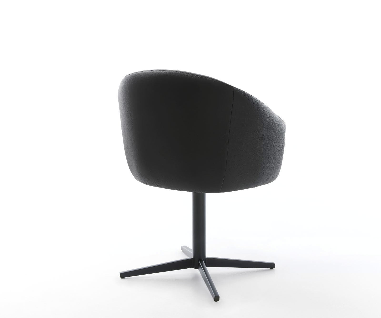 Drehstuhl Caja-Flex mit Armlehnen Echt-Leder Schwarz Fußkreuz Schwarz 360° drehbar Taschenfederkern 4