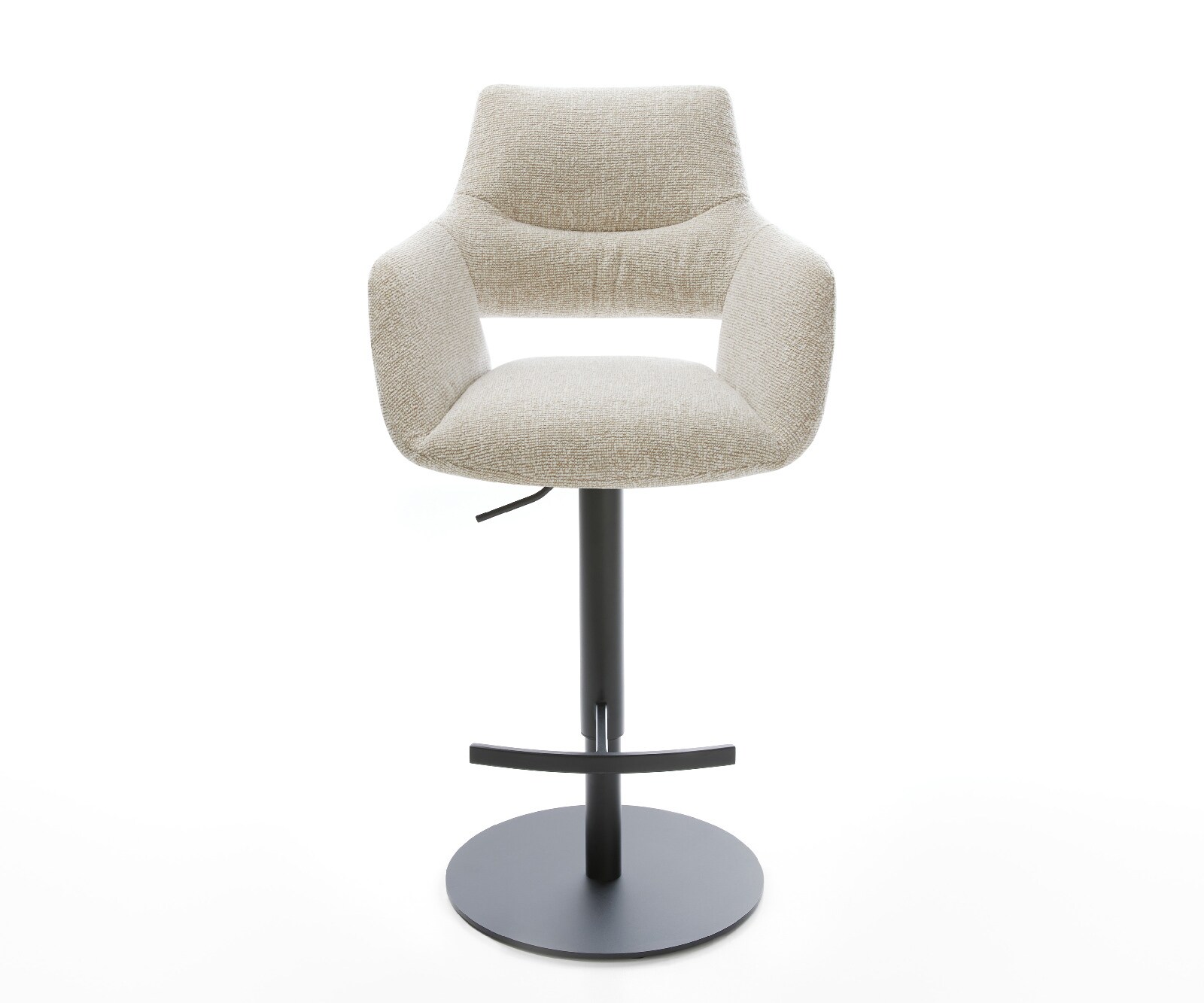 Barstuhl Yago-Flex Webstoff Soft Beige Drehfuß höhenverstellbar Metall Schwarz Taschenfederkern 1