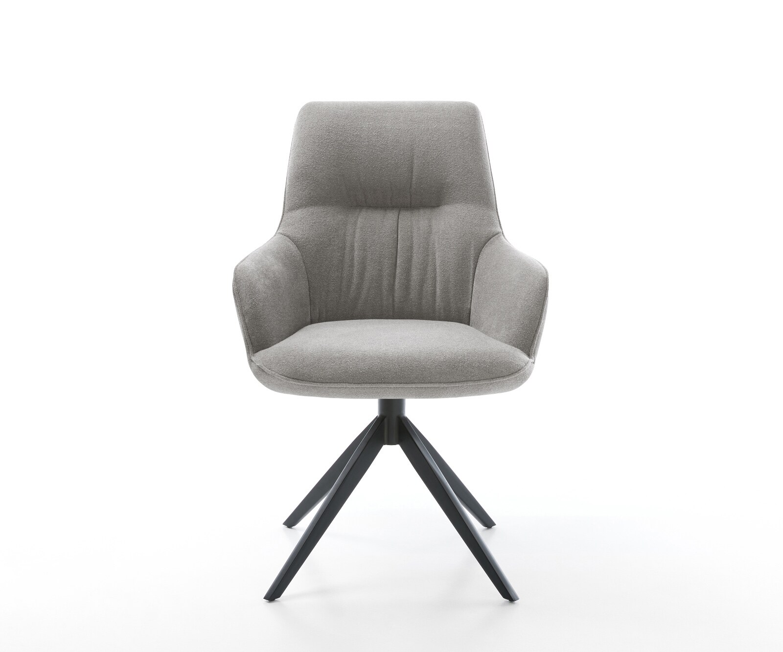 Drehstuhl Zelia-Flex mit Armlehnen Strukturstoff Soft Grau Kreuzgestell breit Schwarz 360° drehbar Wippfunktion Taschenfederkern 1