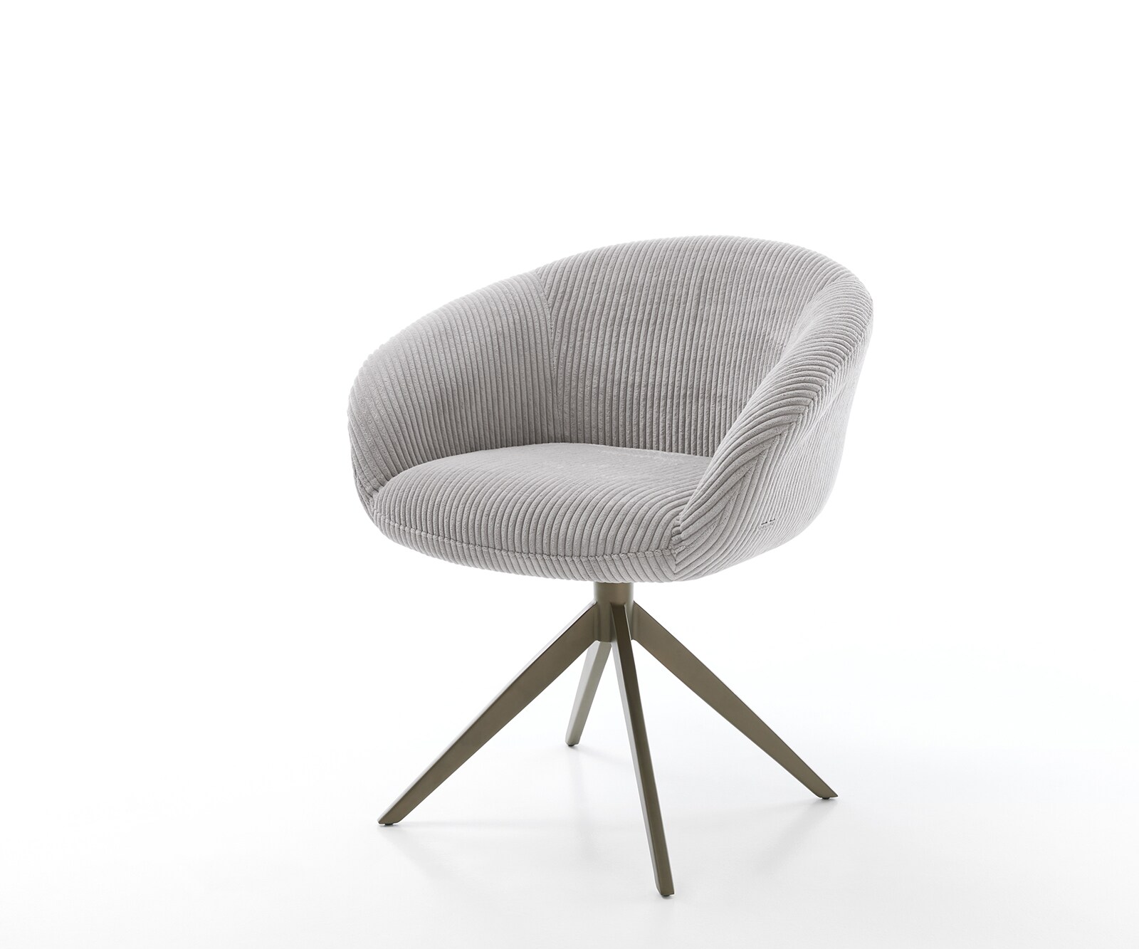 Drehstuhl Vinka-Flex mit Armlehnen Cord Silbergrau Kreuzgestell breit Effektfinish Titan 360° drehbar Taschenfederkern