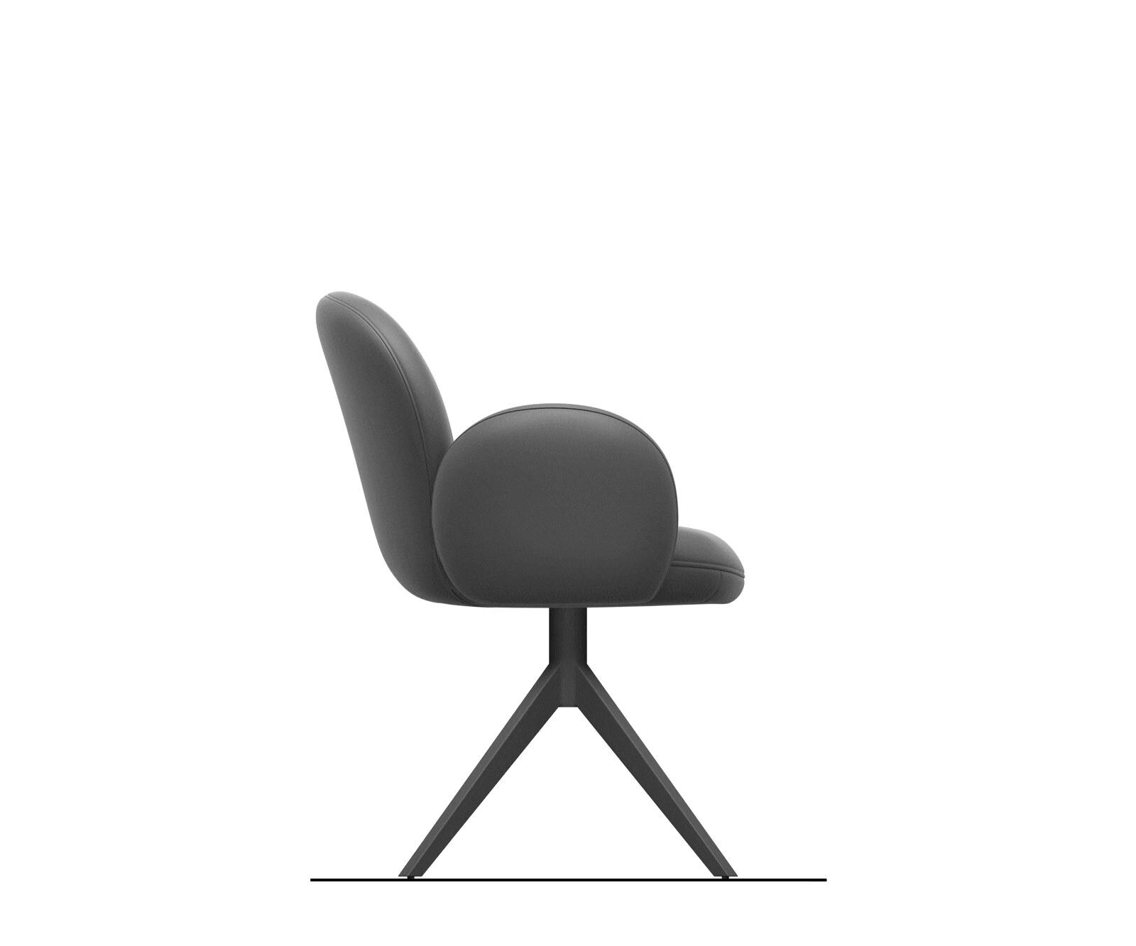 Drehstuhl Nube-Flex mit Armlehnen Bouclé Weiß Kreuzgestell breit Effektfinish Titan 360° drehbar Wippfunktion Taschenfederkern 8