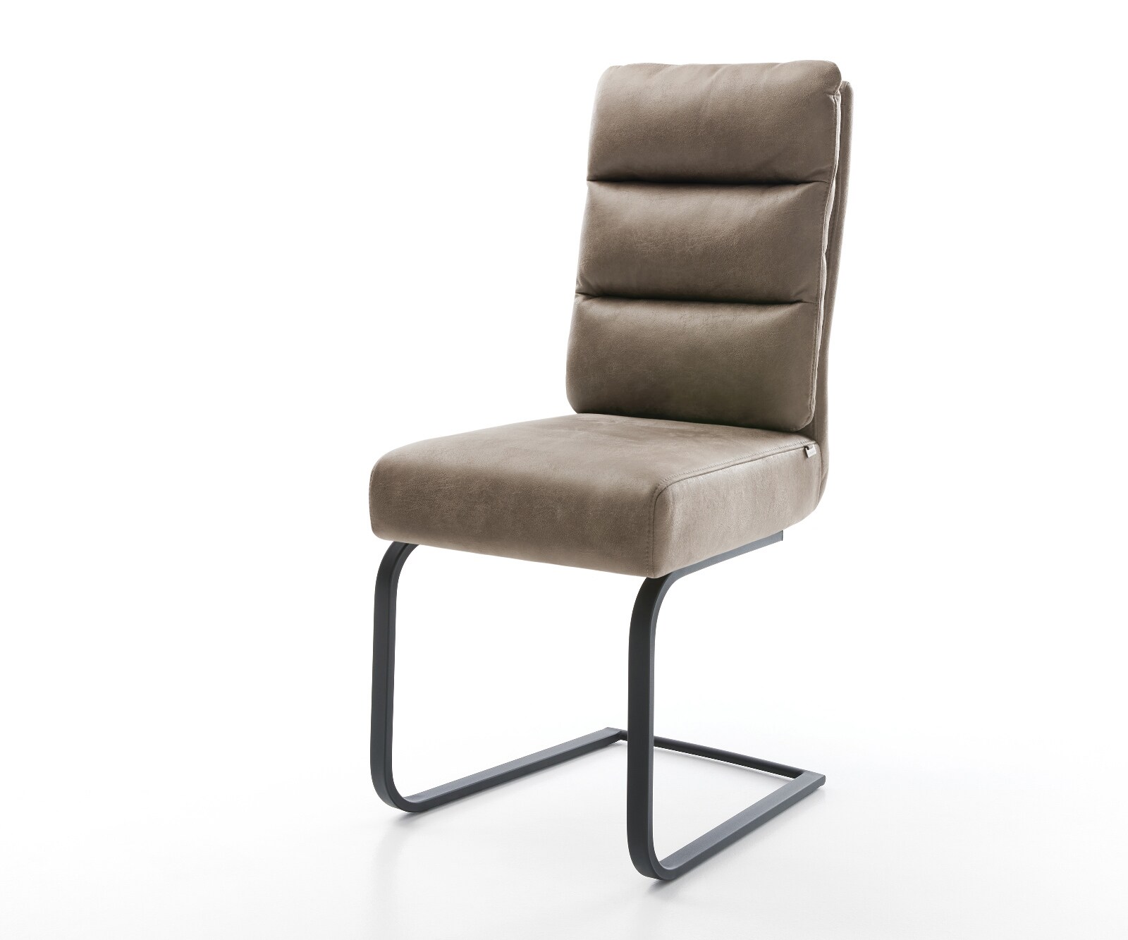 Freischwinger Pela-Flex Mikrofaser Taupe Vintage Freischwinger flach Schwarz Taschenfederkern 1
