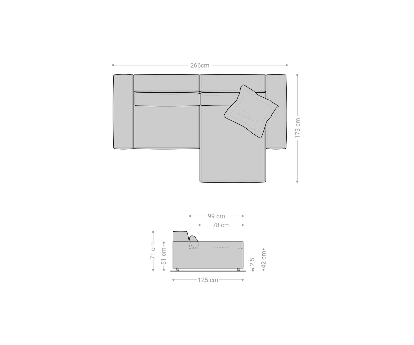 Ecksofa Sirpio XL 270x170 cm Bouclé Creme-Weiß Recamiere variabel 7