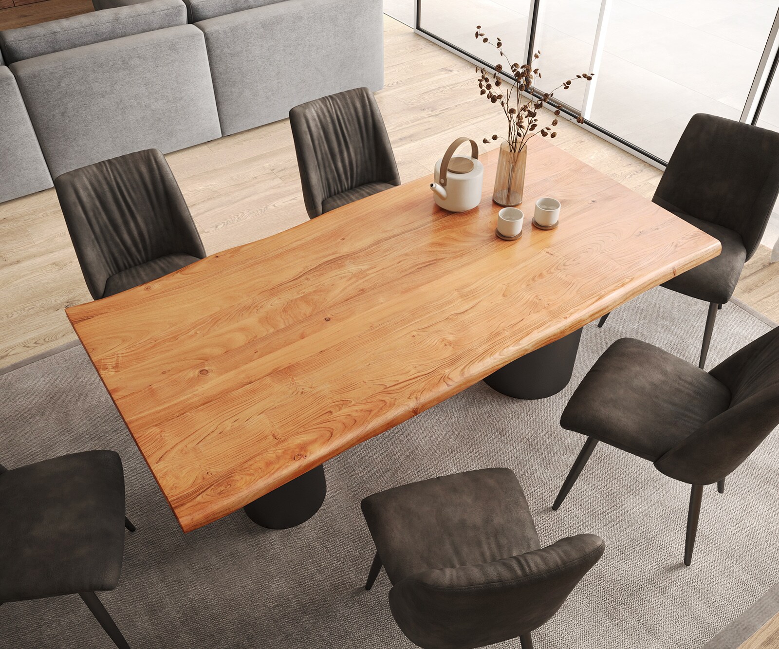 Esstisch Edge 200x100 XL Akazie Natur Troa Metall Schwarz Live-Edge 3 Esstisch Edge 200x100 XL Akazie Natur Troa Metall Schwarz Live-Edge 3