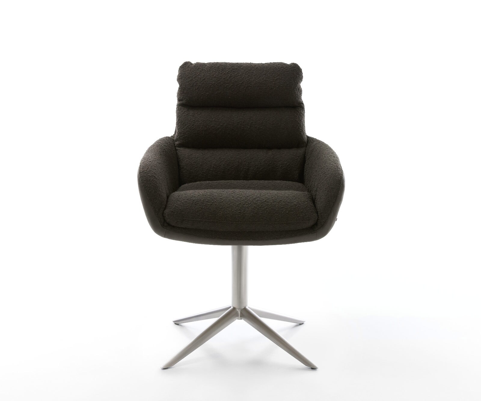 Drehstuhl Abelia-Flex mit Armlehnen Materialmix Schwarz Fußkreuz Edelstahl 360° drehbar Wippfunktion 1