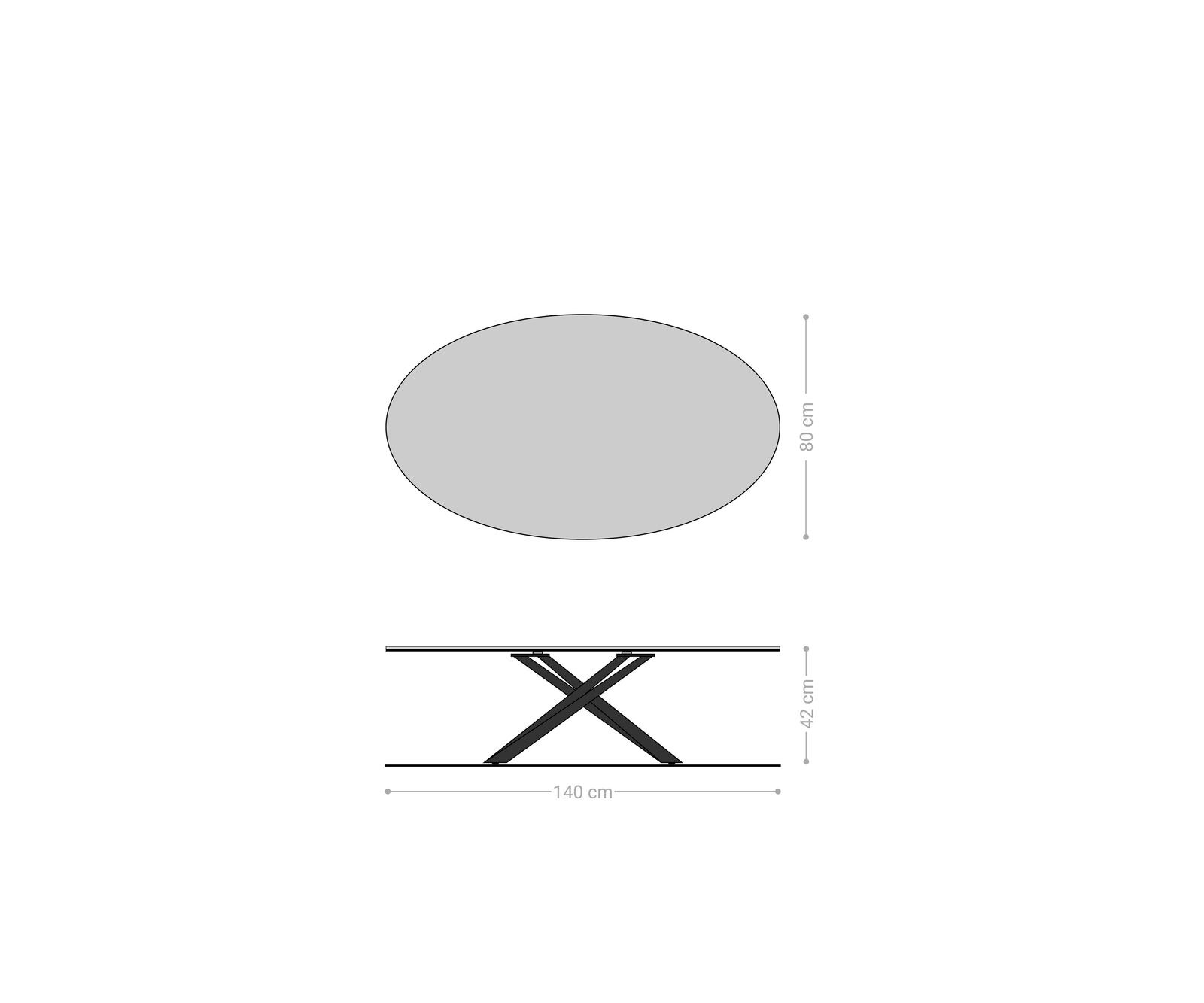Couchtisch Edge Oval 140x80 cm Keramik Minas Melange Sarity Metall Effektfinish Titan 6