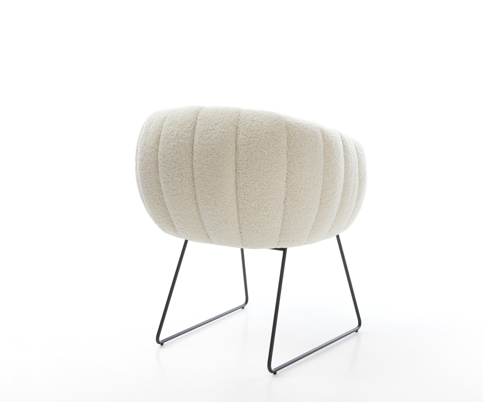 Esszimmerstuhl Jada-Flex Teddystoff Beige Kufengestell Schwarz Taschenfederkern 4