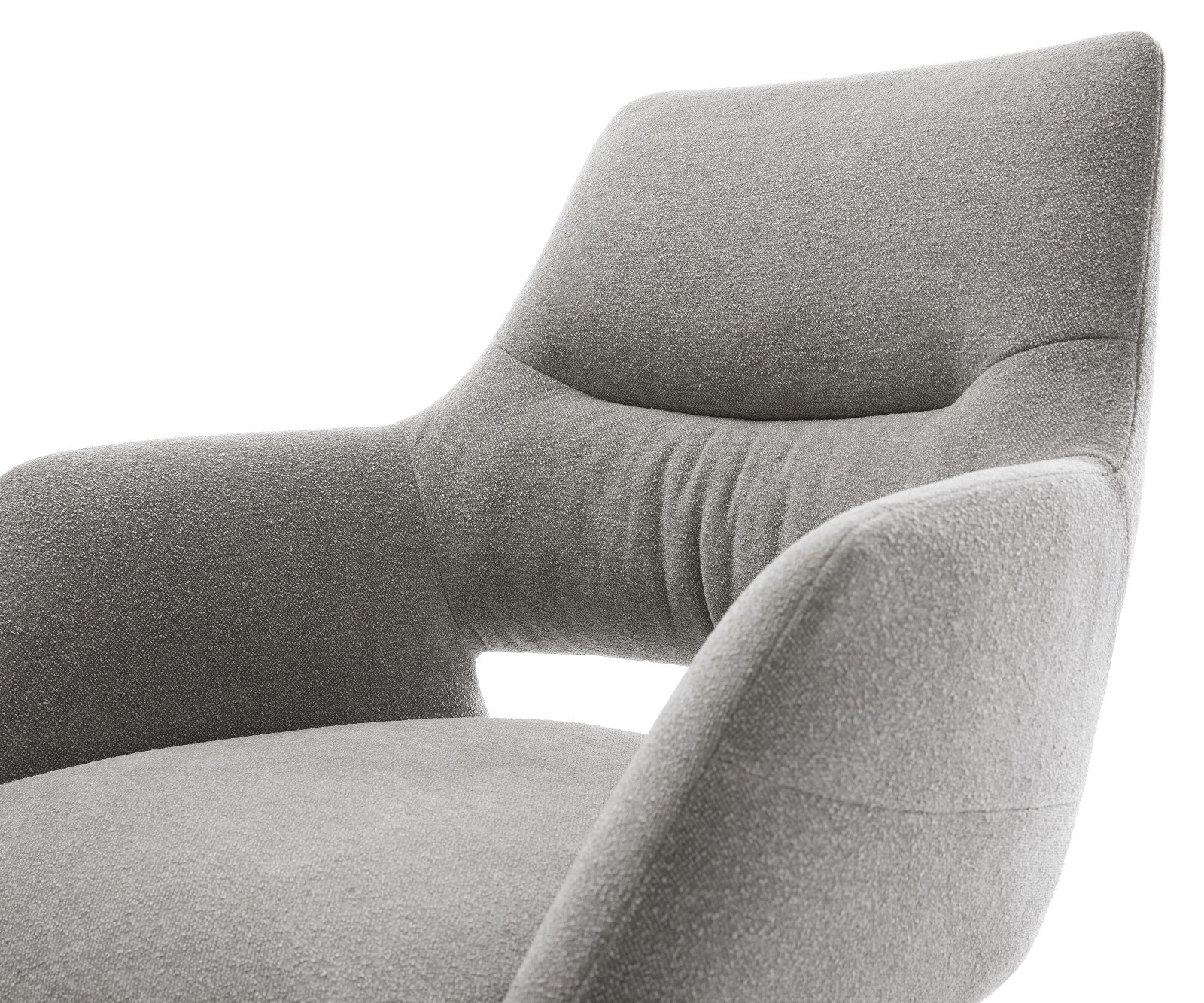 Drehstuhl Yago-Flex mit Armlehnen Strukturstoff Soft Grau Kreuzgestell breit Edelstahl 360° drehbar Wippfunktion Taschenfederkern 3