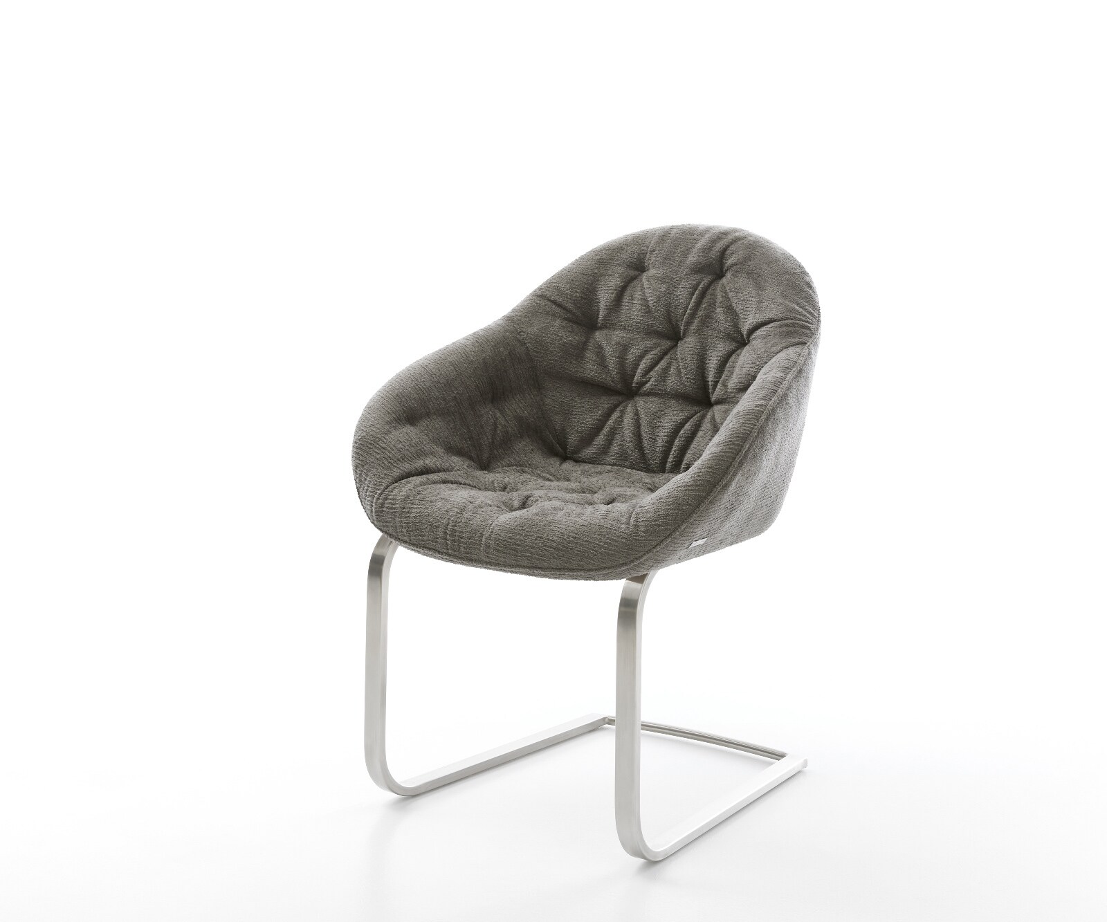 DELIFE Freischwinger Gaio-Flex Bouclé Soft Schlamm Freischwinger flach Edelstahl