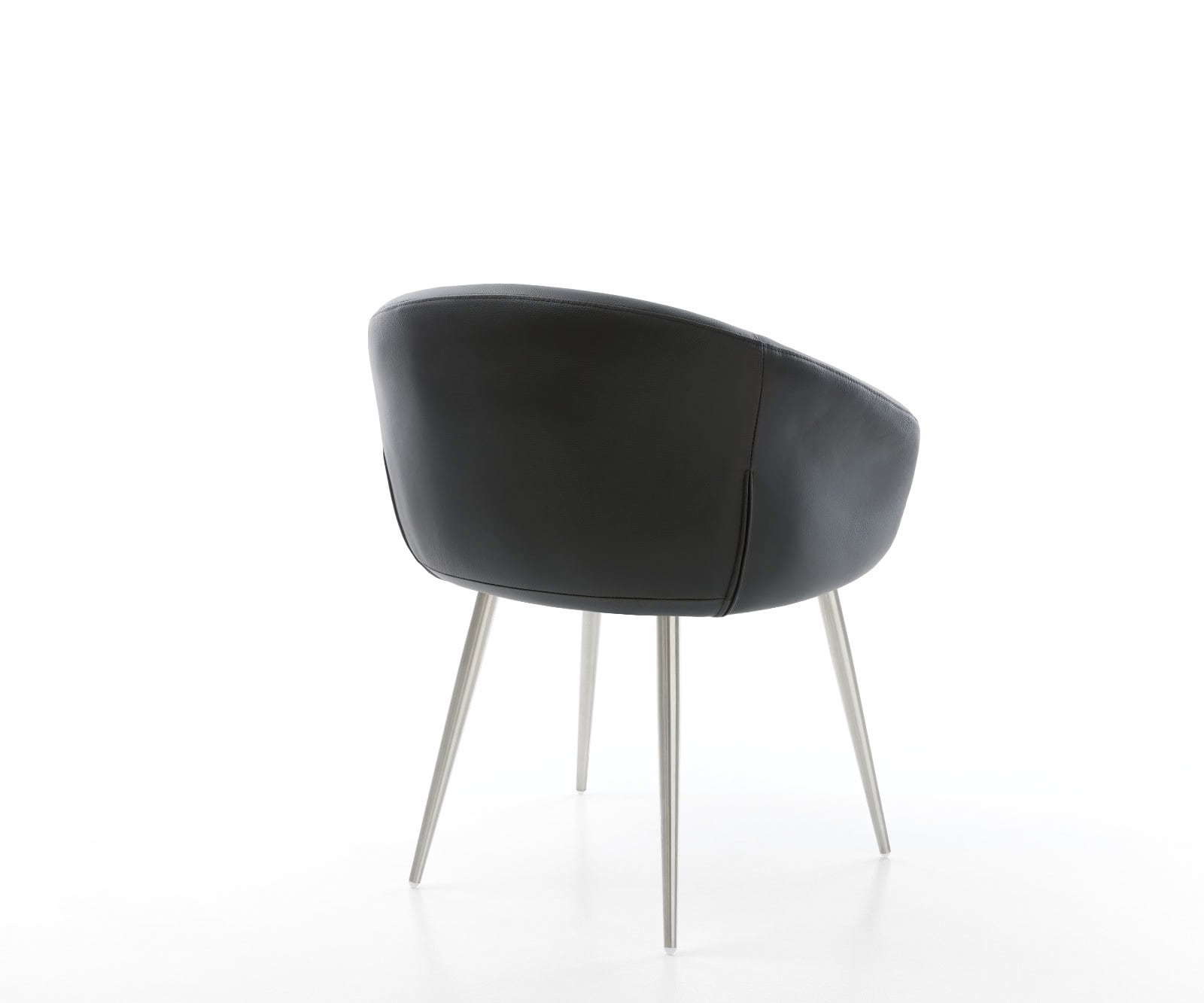 Esszimmerstuhl Vinka-Flex mit Armlehnen Echt-Leder Schwarz 4-Fuß konisch Edelstahl Taschenfederkern 4