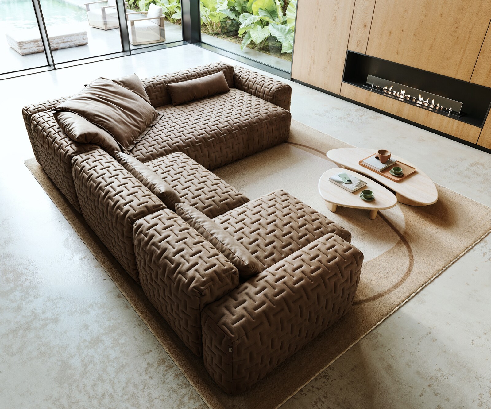 Wohnlandschaft Freestyle Icon 360x290 cm Mikrofaser Taupe Vintage 3