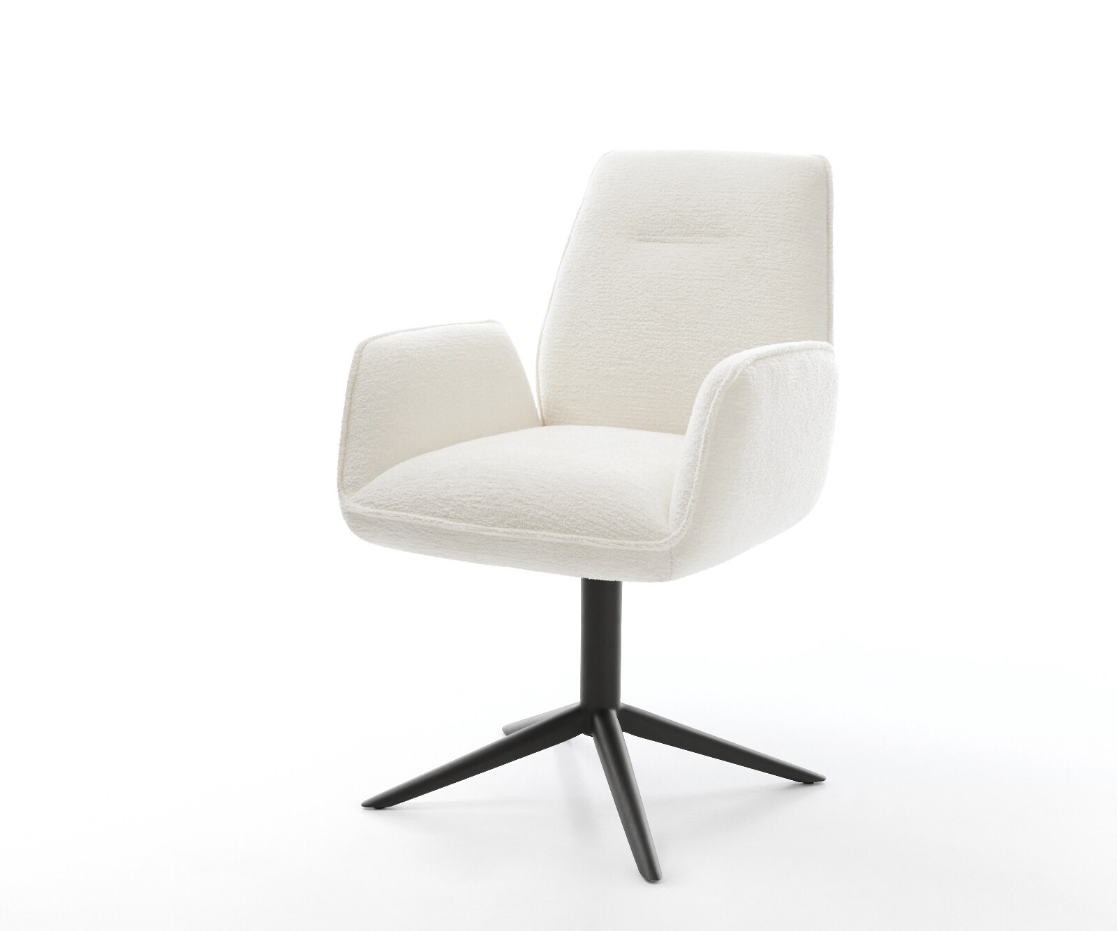 Drehstuhl Zoa-Flex Bouclé Soft Beige Fußkreuz Schwarz 360° drehbar Wippfunk günstig online kaufen