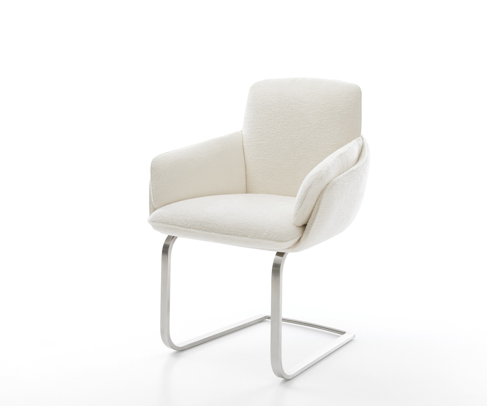 Freischwinger Luan-Flex mit Armlehnen Bouclé Soft Beige Freischwinger flach Edelstahl