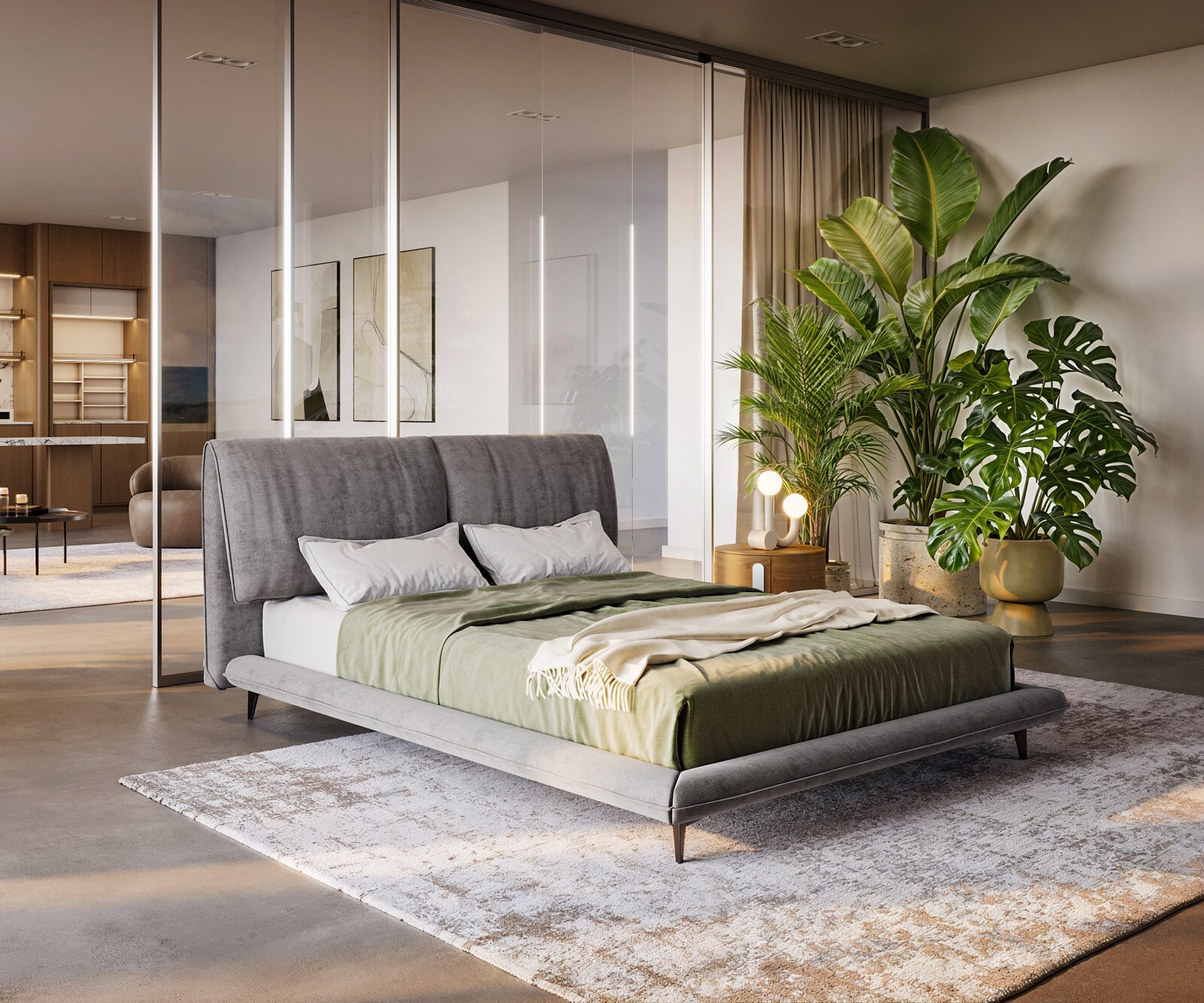 Sommier rembourré Cusino cm microfibre grise — vue 3