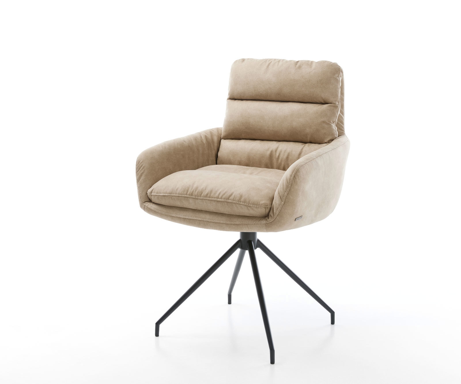 Esszimmerstuhl Abelia-Flex mit Armlehnen Mikrofaser Beige Vintage Kreuzgestell konisch Schwarz Esszimmerstuhl Abelia-Flex mit Armlehnen Mikrofaser Beige Vintage Kreuzgestell konisch Schwarz