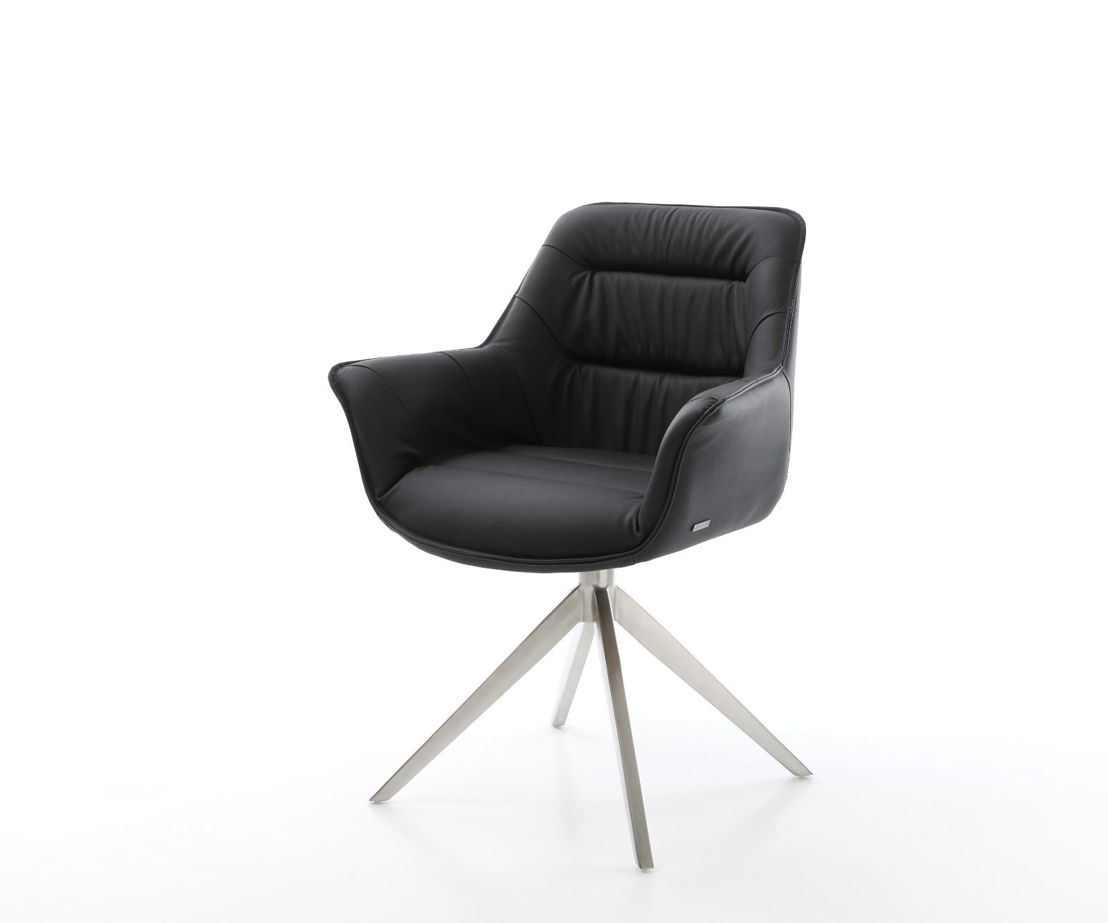 Esszimmerstuhl Kaira-Flex Echt-Leder Schwarz Kreuzgestell breit Edelstahl Esszimmerstuhl Kaira-Flex Echt-Leder Schwarz Kreuzgestell breit Edelstahl