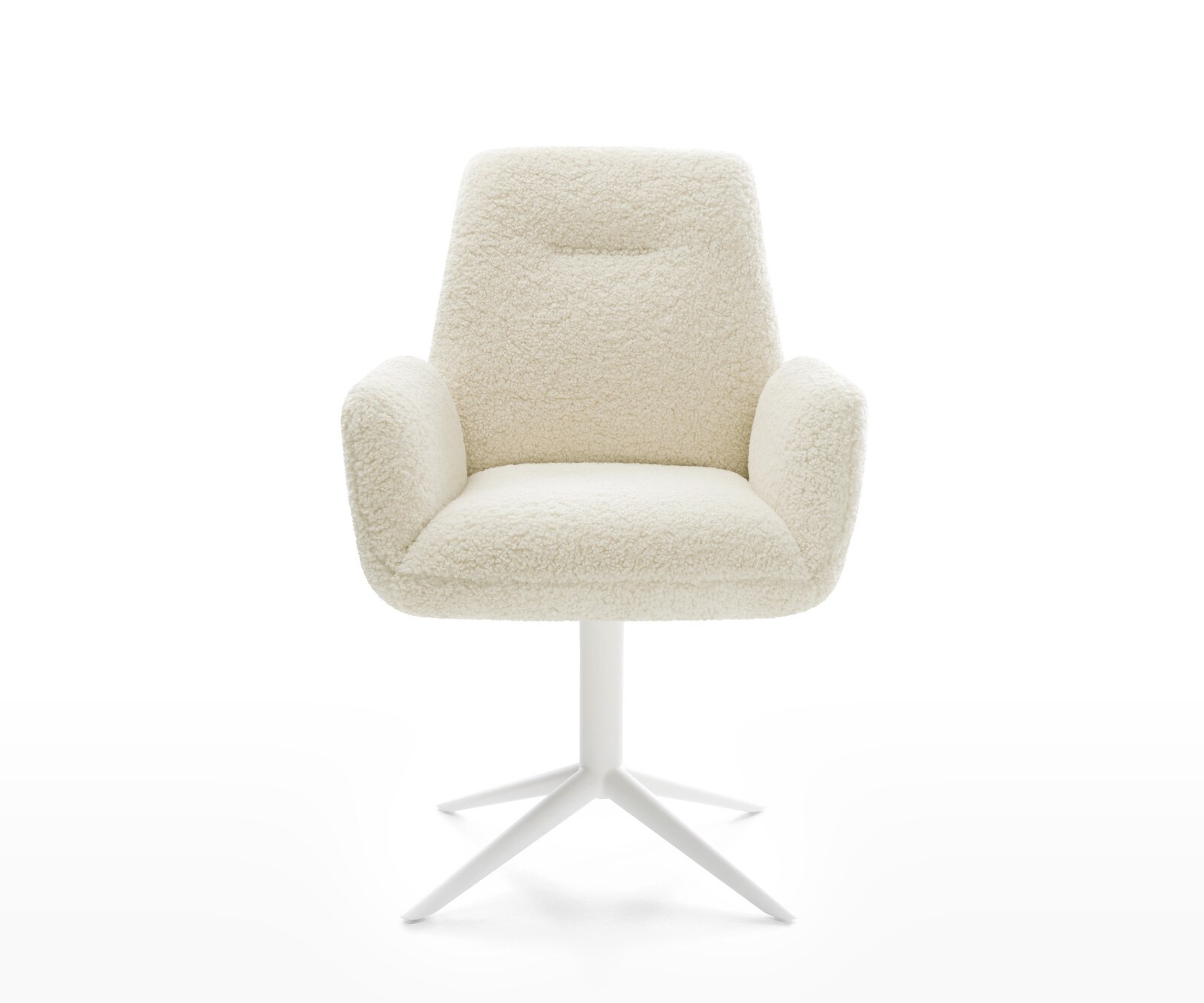 Drehstuhl Zoa-Flex Teddystoff Beige Fußkreuz Weiß 360° drehbar Wippfunktion Taschenfederkern 1