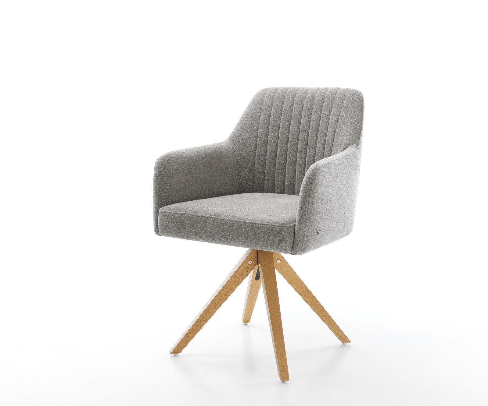 Drehstuhl Greg-Flex Strukturstoff Soft Grau Holzgestell kantig Natur 360° drehbar Taschenfederkern