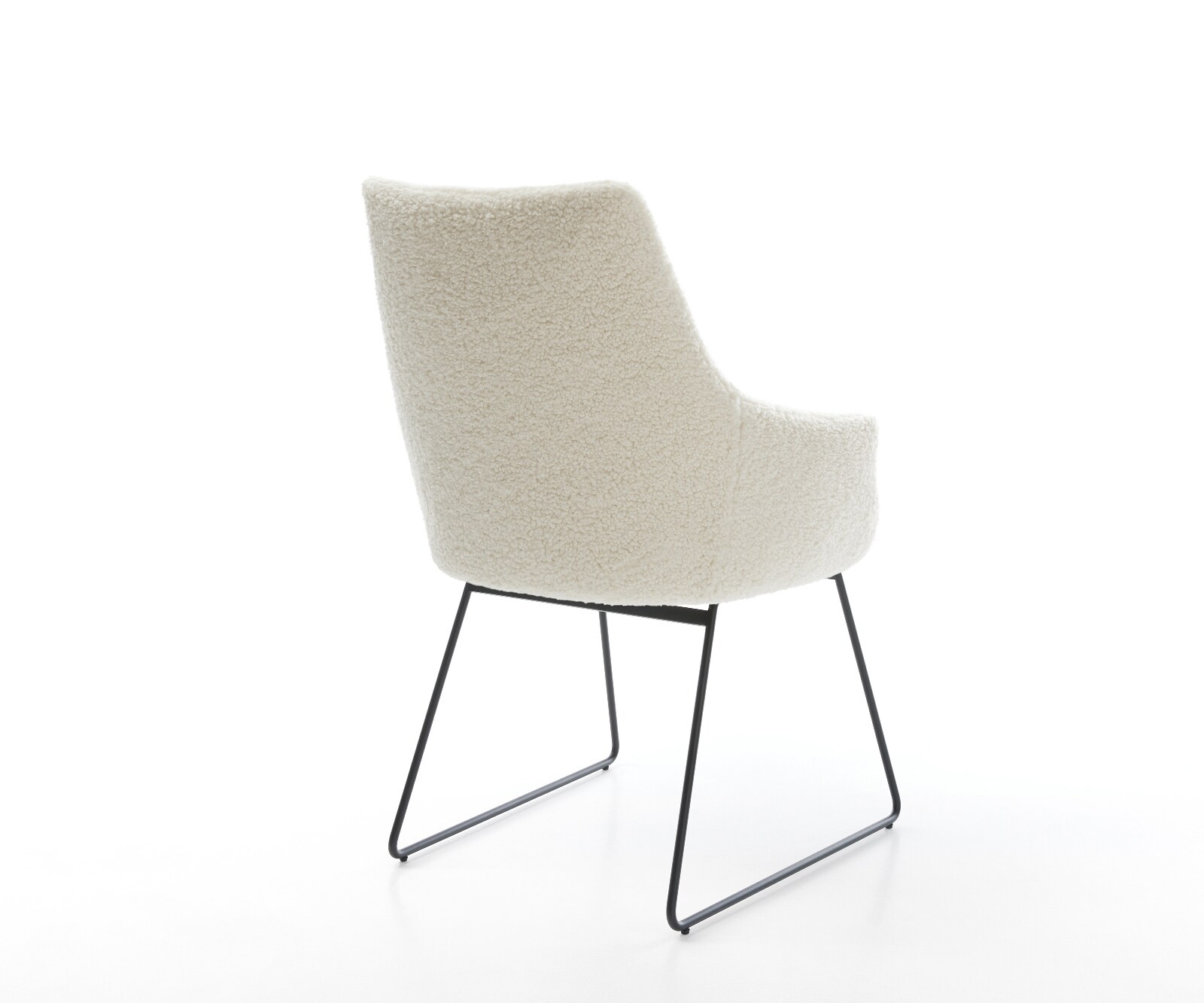 Esszimmerstuhl Alja-Flex mit Armlehnen Teddystoff Beige Kufengestell Schwarz Taschenfederkern 5