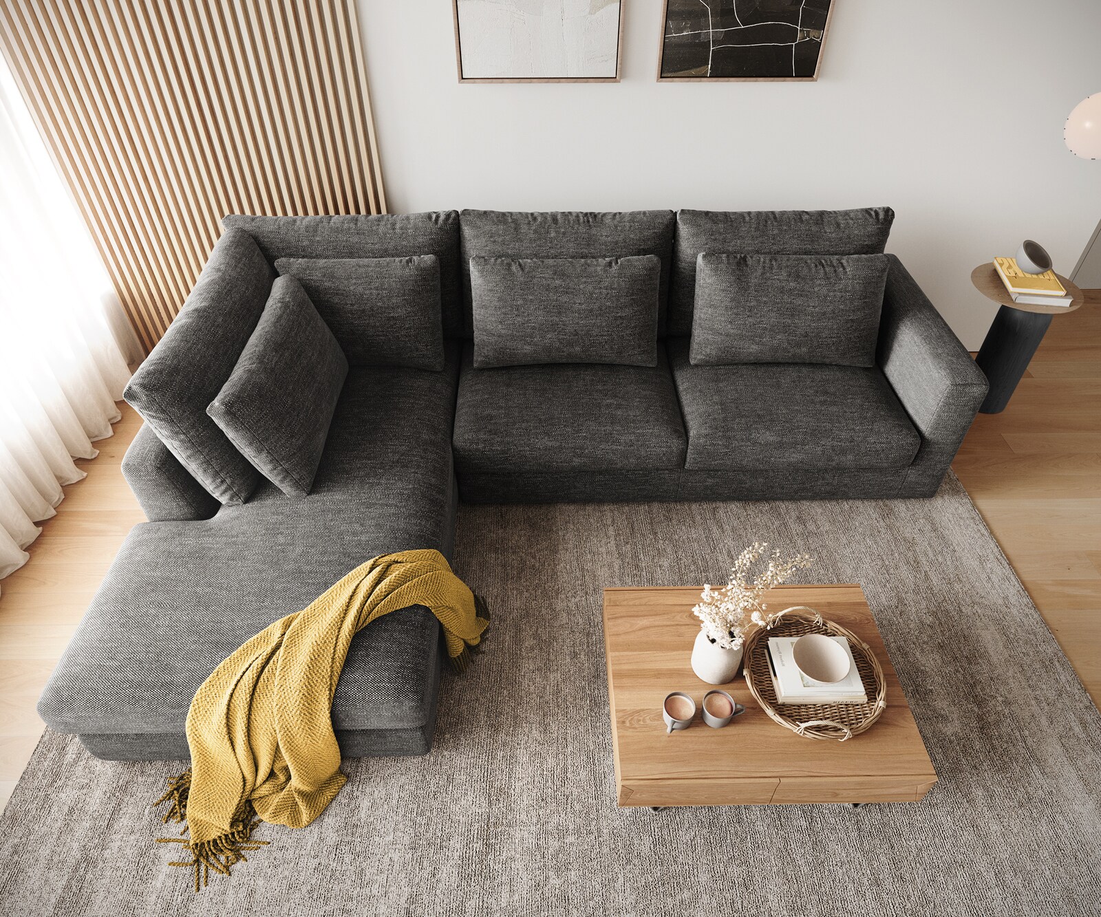 Ecksofa Isla 330x225 cm Chenille Anthrazit Ottomane links 4