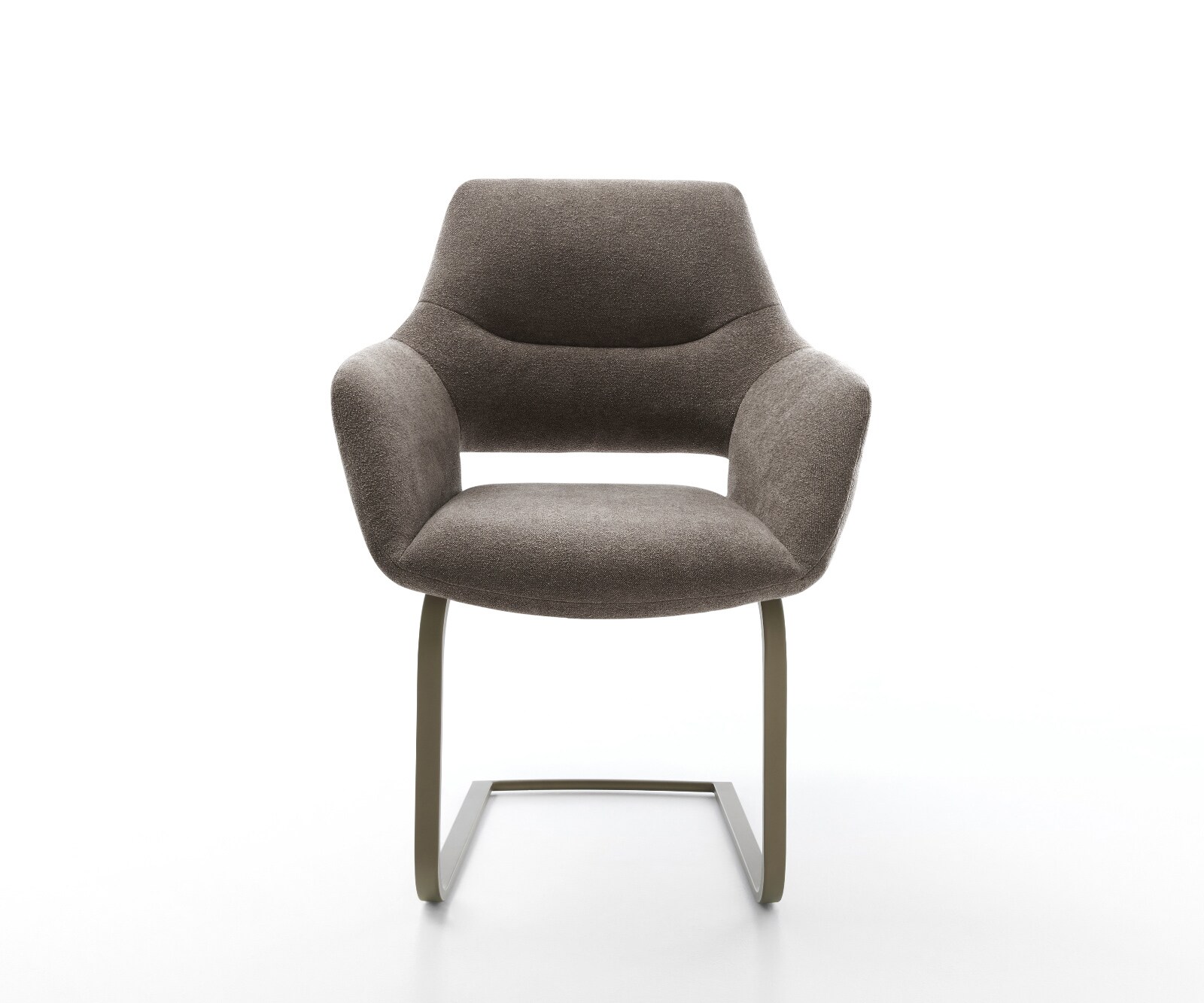 Freischwinger Yago-Flex mit Armlehnen Strukturstoff Soft Taupe Freischwinger flach Effektfinish Titan Taschenfederkern 1