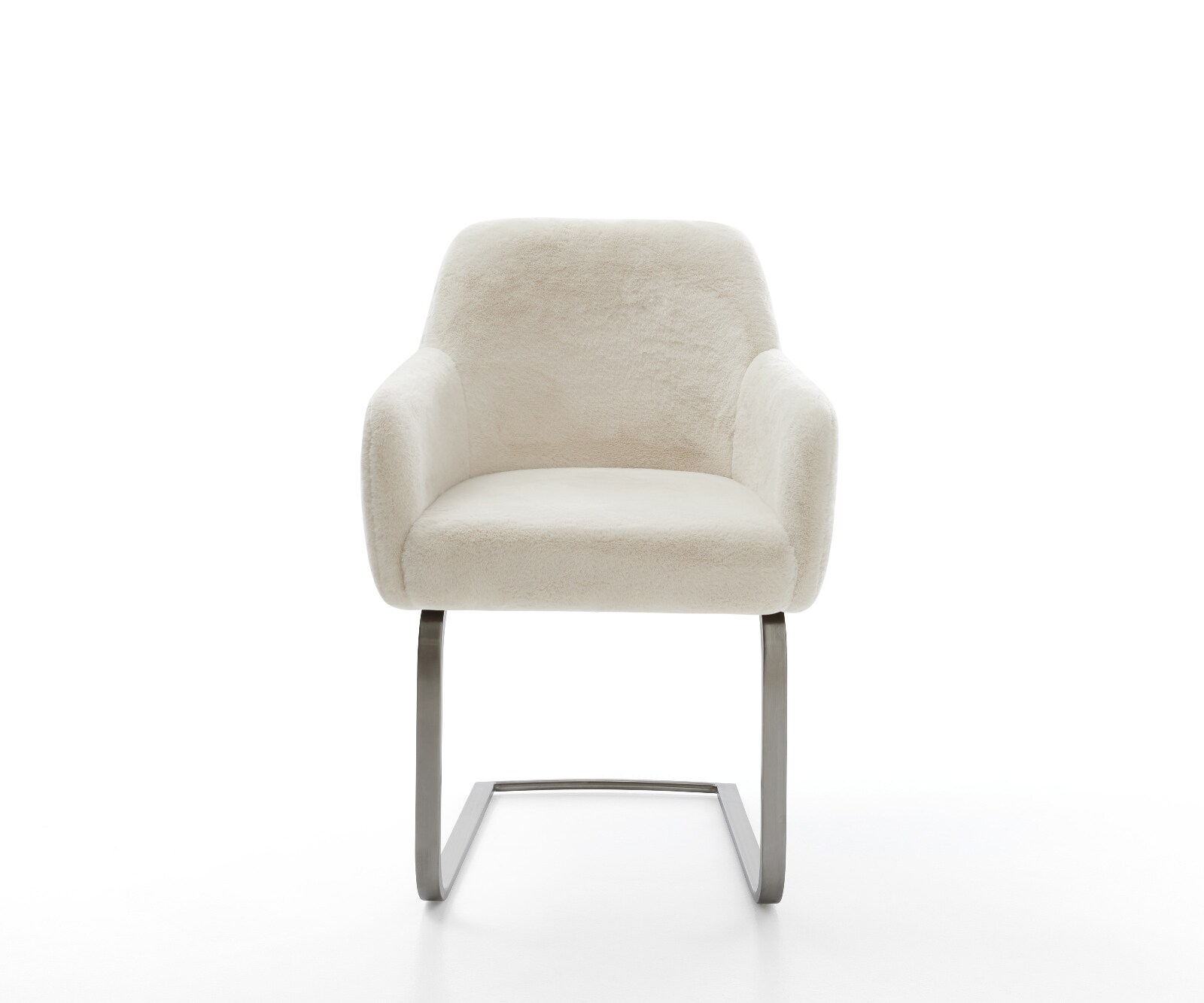 Freischwinger Greg-Flex Plüsch Creme-Weiß Freischwinger flach Graphit Taschenfederkern 2