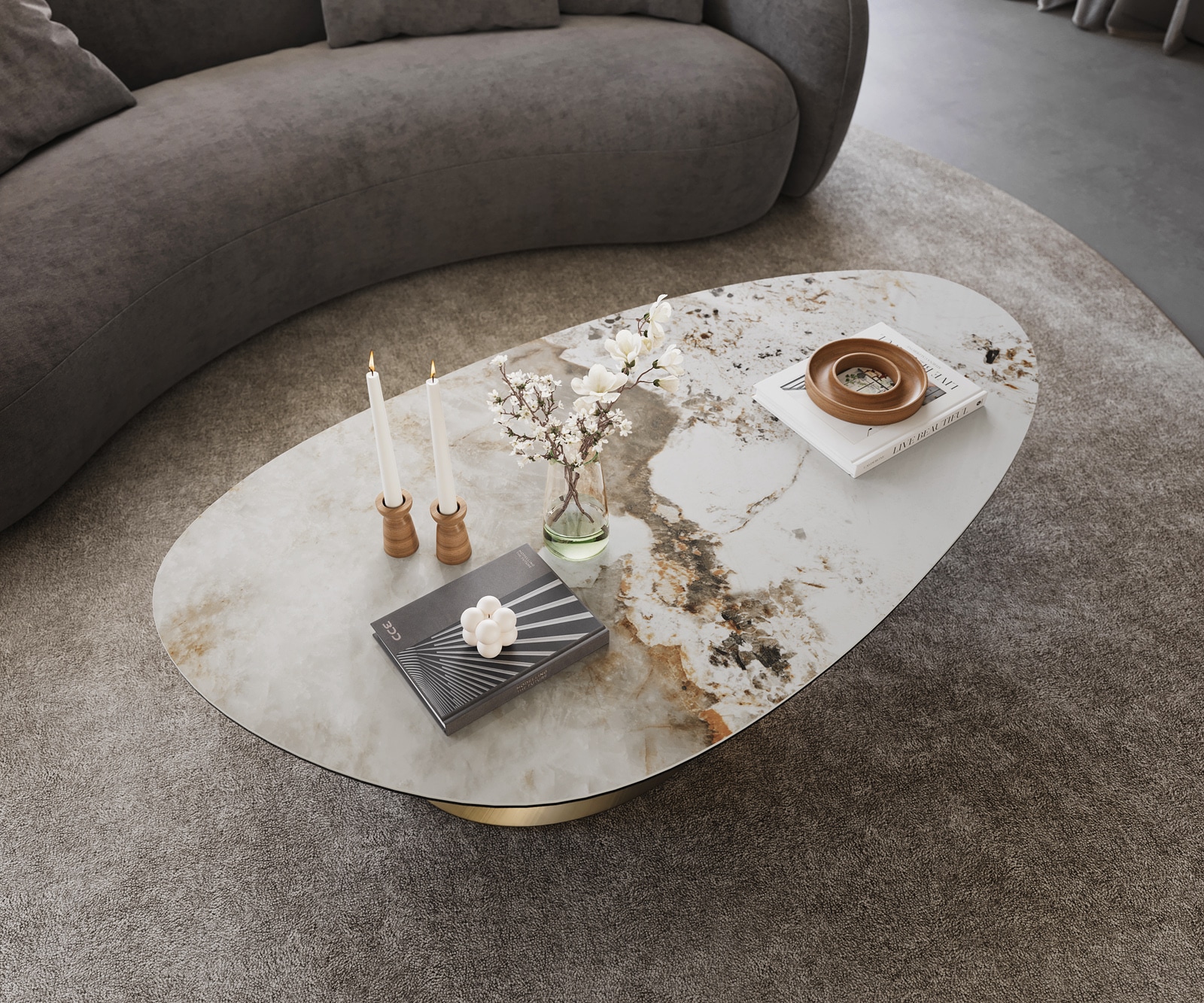 Couchtisch Edge Oval 140x75 cm Keramik Minas Melange Conis Metallic Gold 3 Couchtisch Edge Oval 140x75 cm Keramik Minas Melange Conis Metallic Gold 3