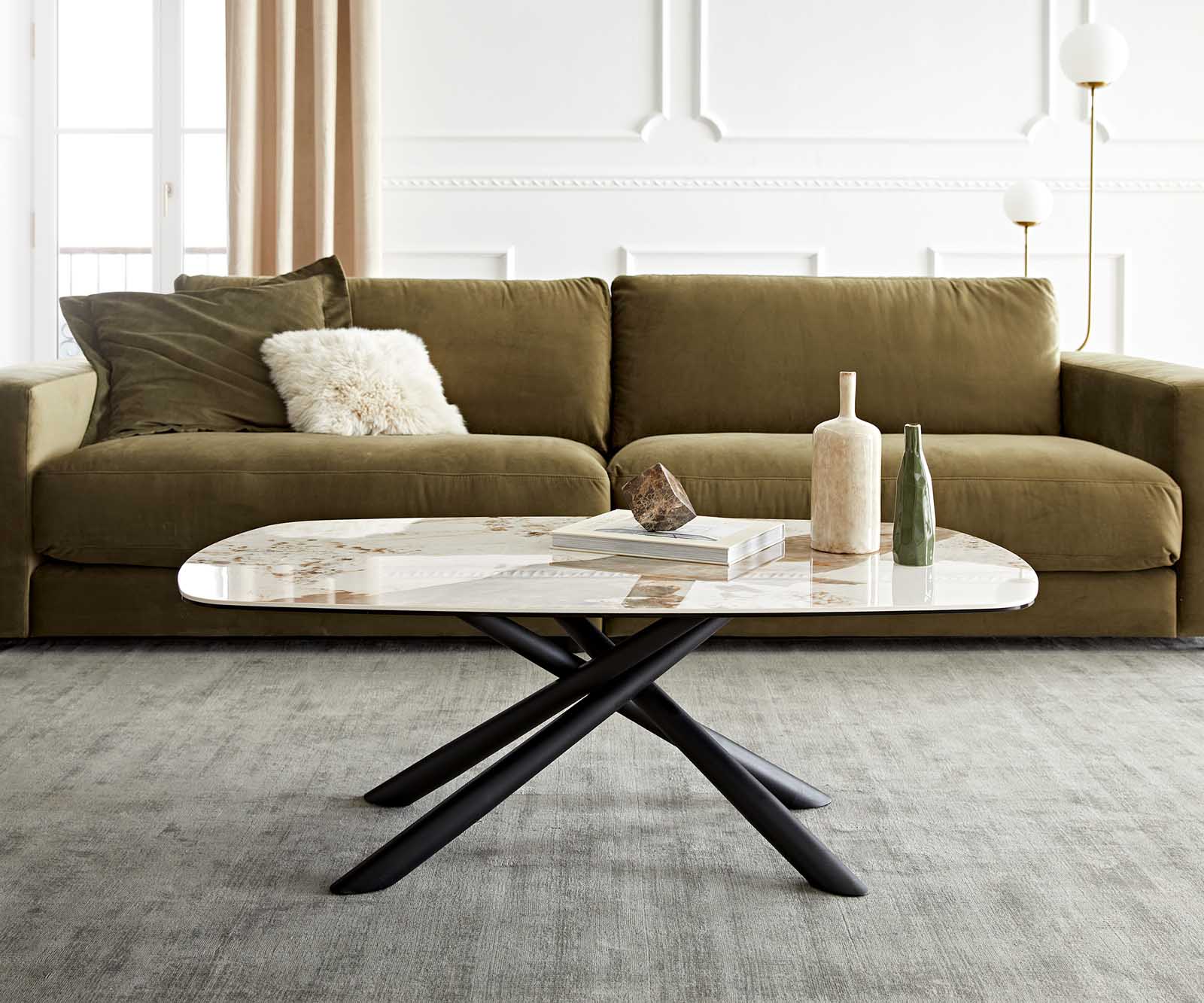 Couchtisch Sarita 120x70 cm Keramik Minas Melange Weiß-Beige Gestell Metall Schwarz 2 Couchtisch Sarita 120x70 cm Keramik Minas Melange Weiß-Beige Gestell Metall Schwarz 2