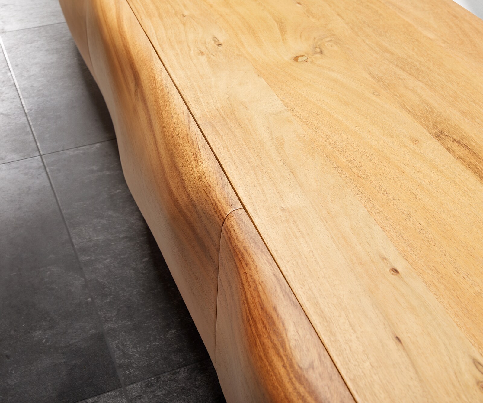 Lowboard New Live-Edge 240 cm Akazie Natur 4 Schubladen Glasfuß 5