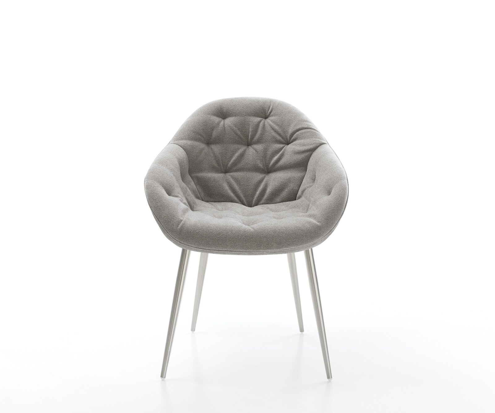 Esszimmerstuhl Gaio-Flex Strukturstoff Soft Grau 4-Fuß konisch Edelstahl 1