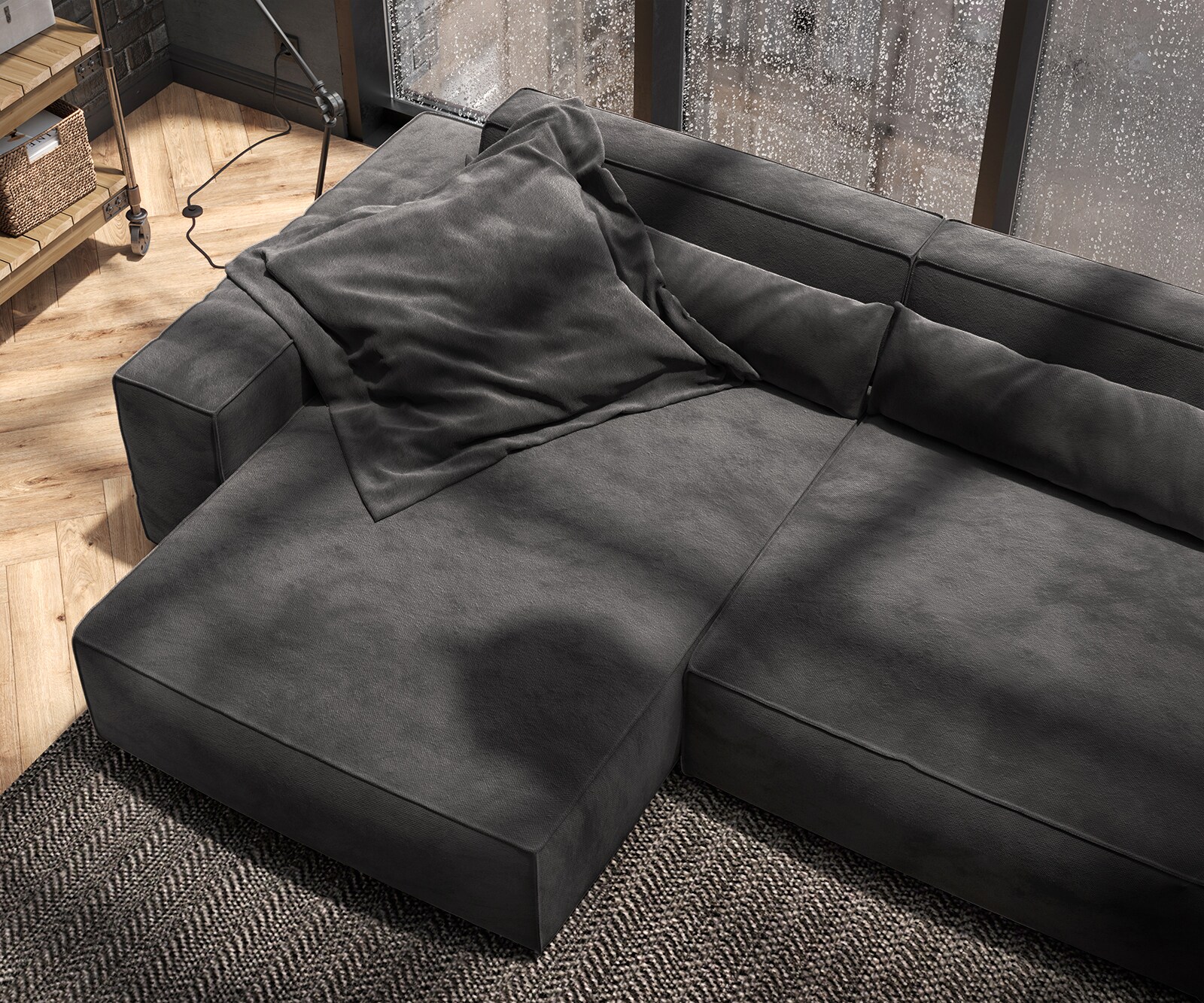 Ecksofa Sirpio XL 270x170 cm Mikrofaser Schwarz Recamiere variabel 5
