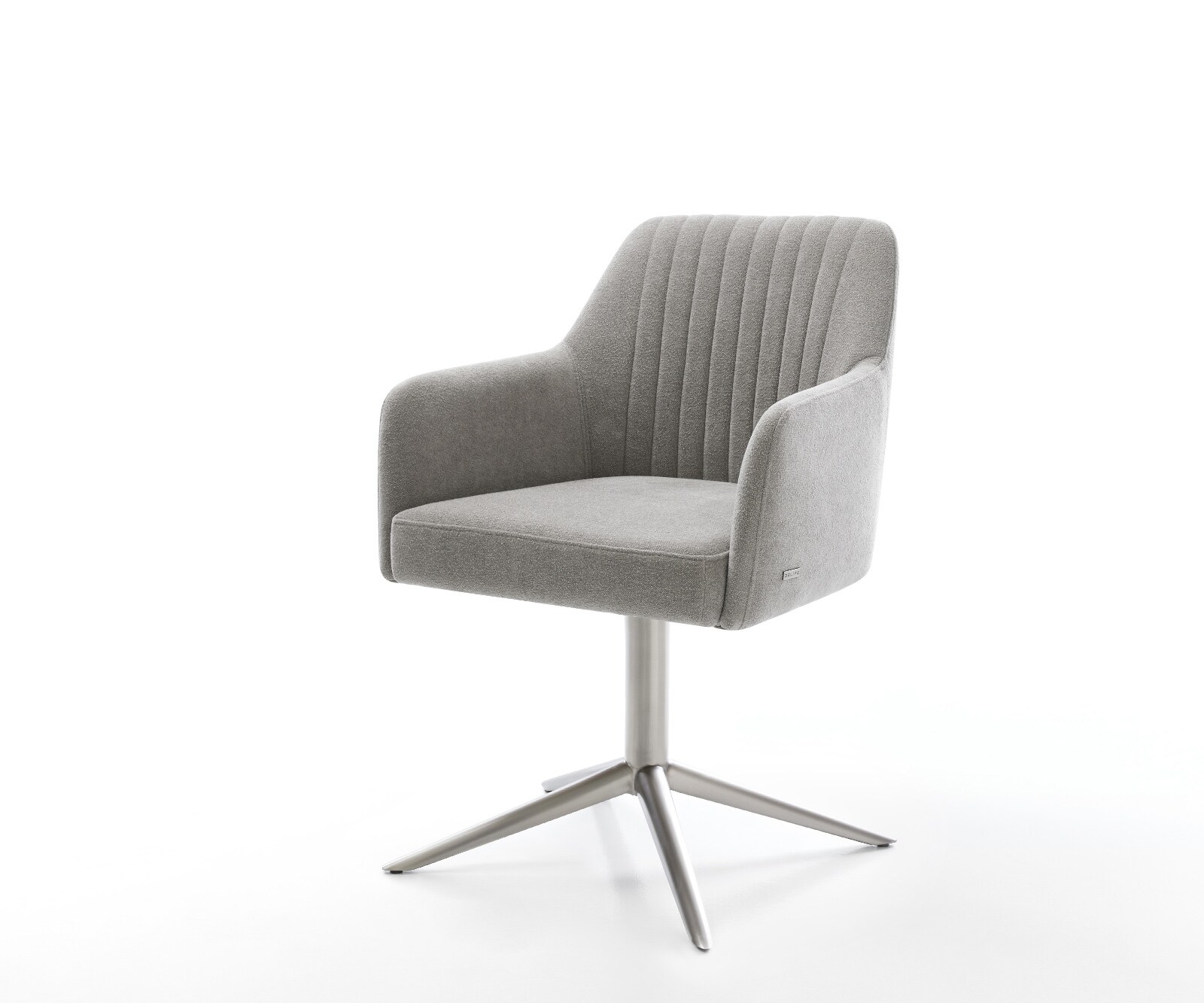 Drehstuhl Greg-Flex Strukturstoff Soft Grau Fußkreuz Edelstahl 360° drehbar günstig online kaufen