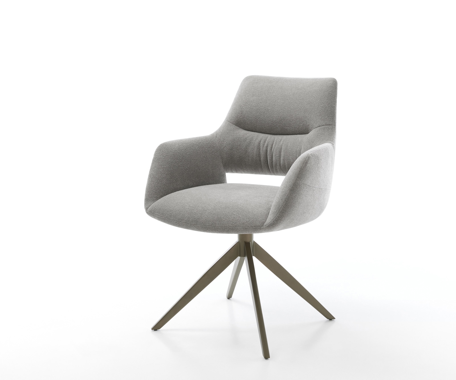 Drehstuhl Yago-Flex mit Armlehnen Strukturstoff Soft Grau Kreuzgestell breit Effektfinish Titan 360° drehbar Wippfunktion Taschenfederkern