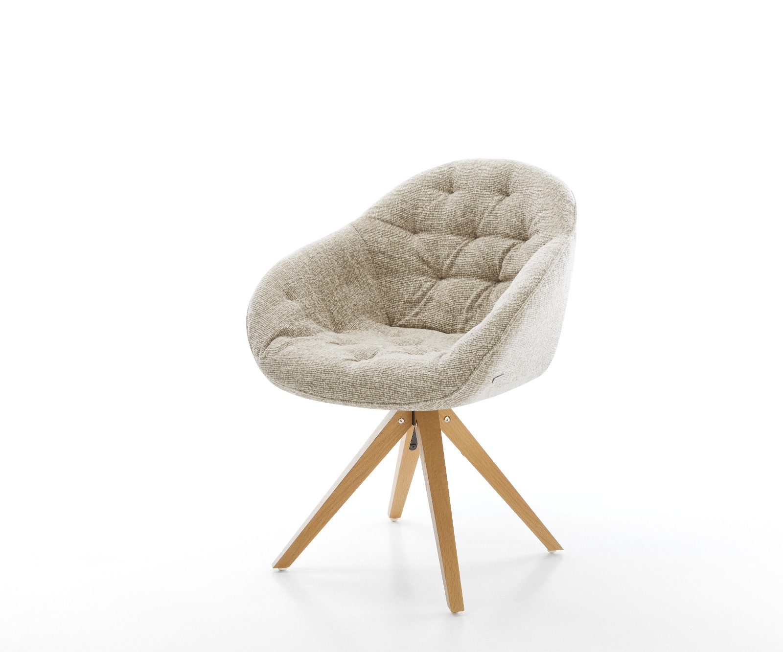 Drehstuhl Gaio-Flex Webstoff Soft Beige Holzgestell kantig Natur 180° drehbar 1