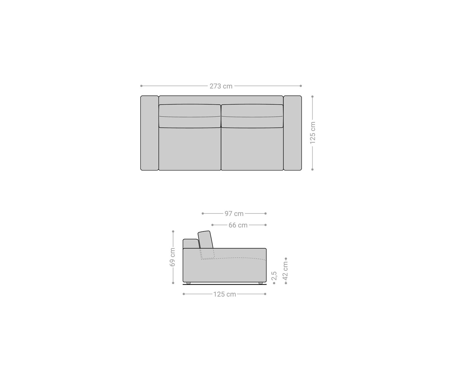 Big-Sofa Lanzo XL 270x130 cm Cord Beige 6