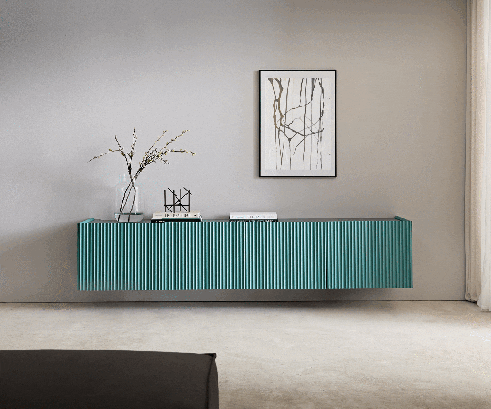 Lowboard Kelani 200 cm Petrol 4 Türen schwebend 1 Lowboard Kelani 200 cm Petrol 4 Türen schwebend 1