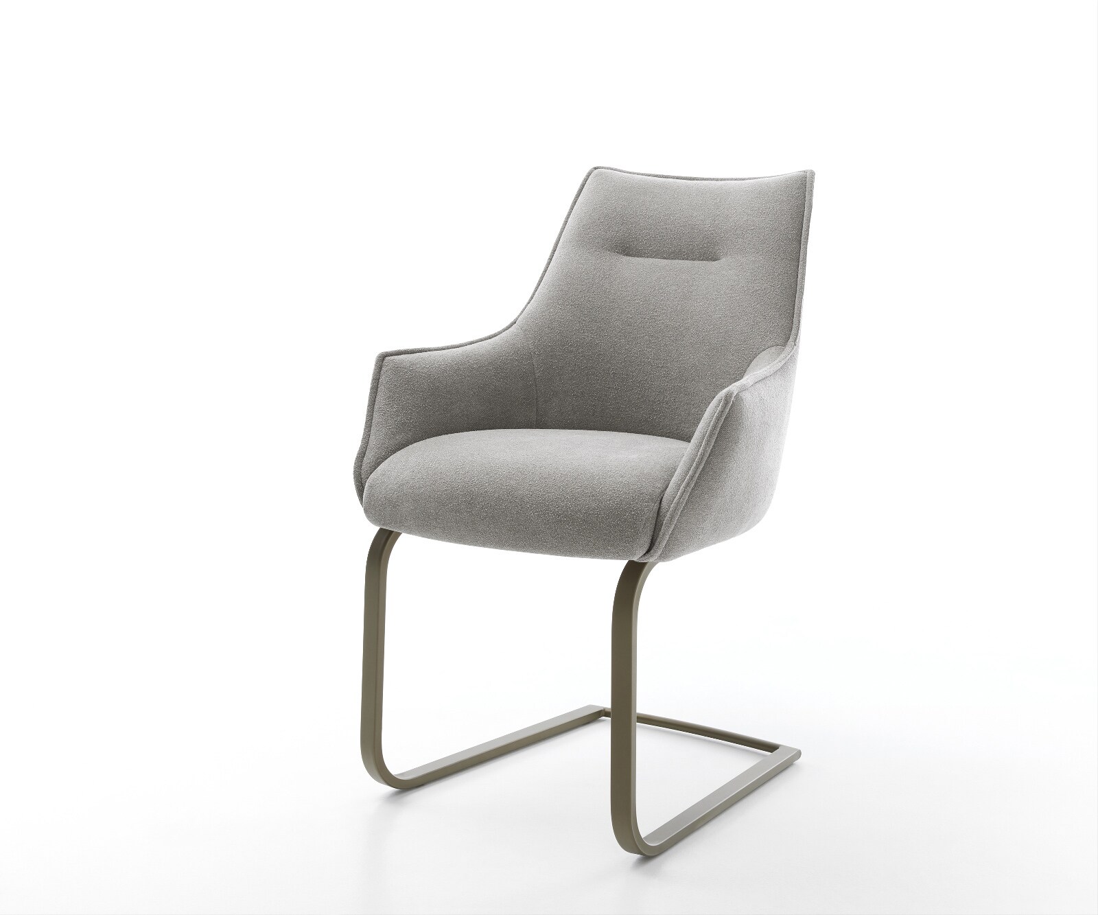 Freischwinger Alja-Flex mit Armlehnen Strukturstoff Soft Grau Freischwinger flach Effektfinish Titan Taschenfederkern