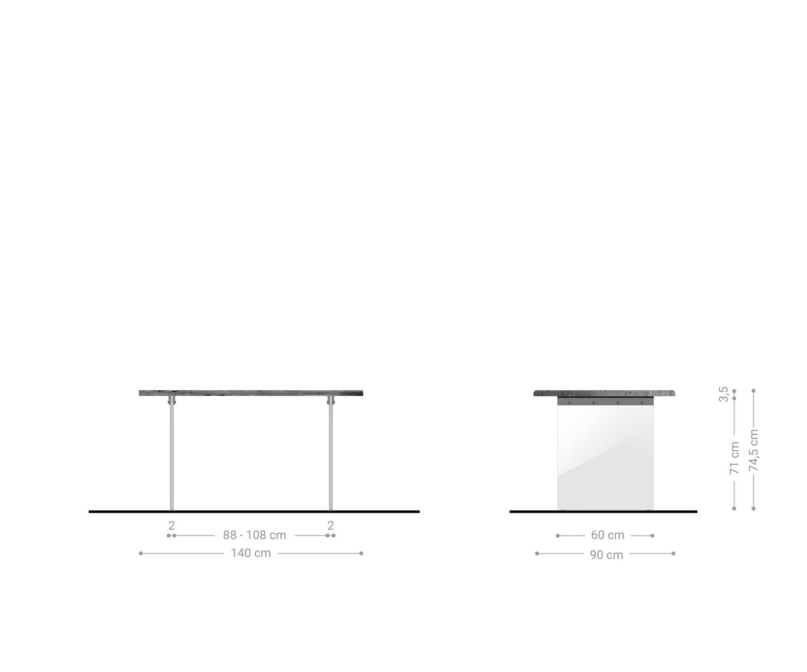 Esstisch Edge 140x90 Akazie Natur Glas Live-Edge 5