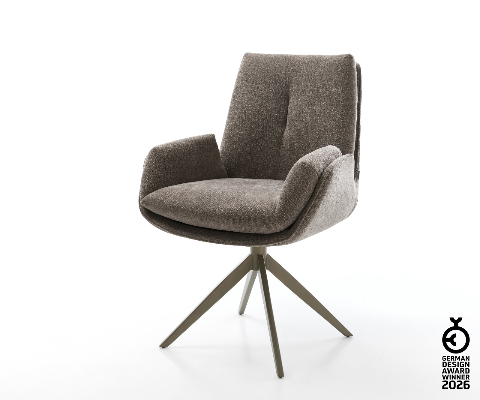 Drehstuhl Clea-Flex Strukturstoff Soft Taupe Kreuzgestell breit Effektfinish Titan 360° drehbar Wippfunktion
