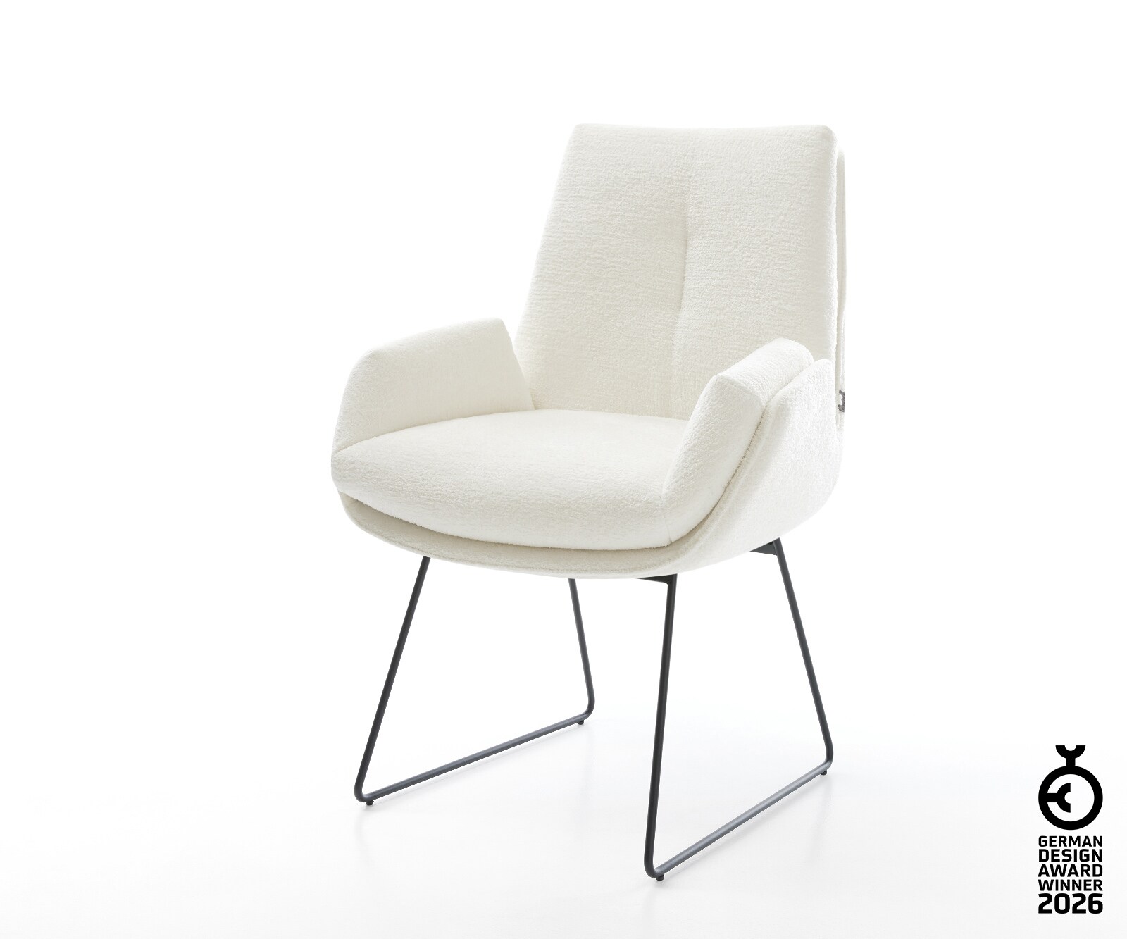 Esszimmerstuhl Clea-Flex Bouclé Soft Beige Kufengestell Schwarz günstig online kaufen