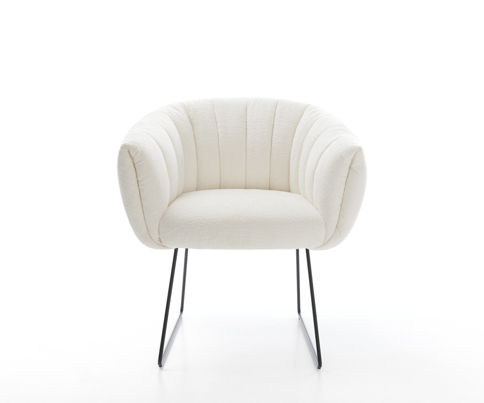 Esszimmerstuhl Jada-Flex Bouclé Soft Beige Kufengestell Schwarz Taschenfederkern 1