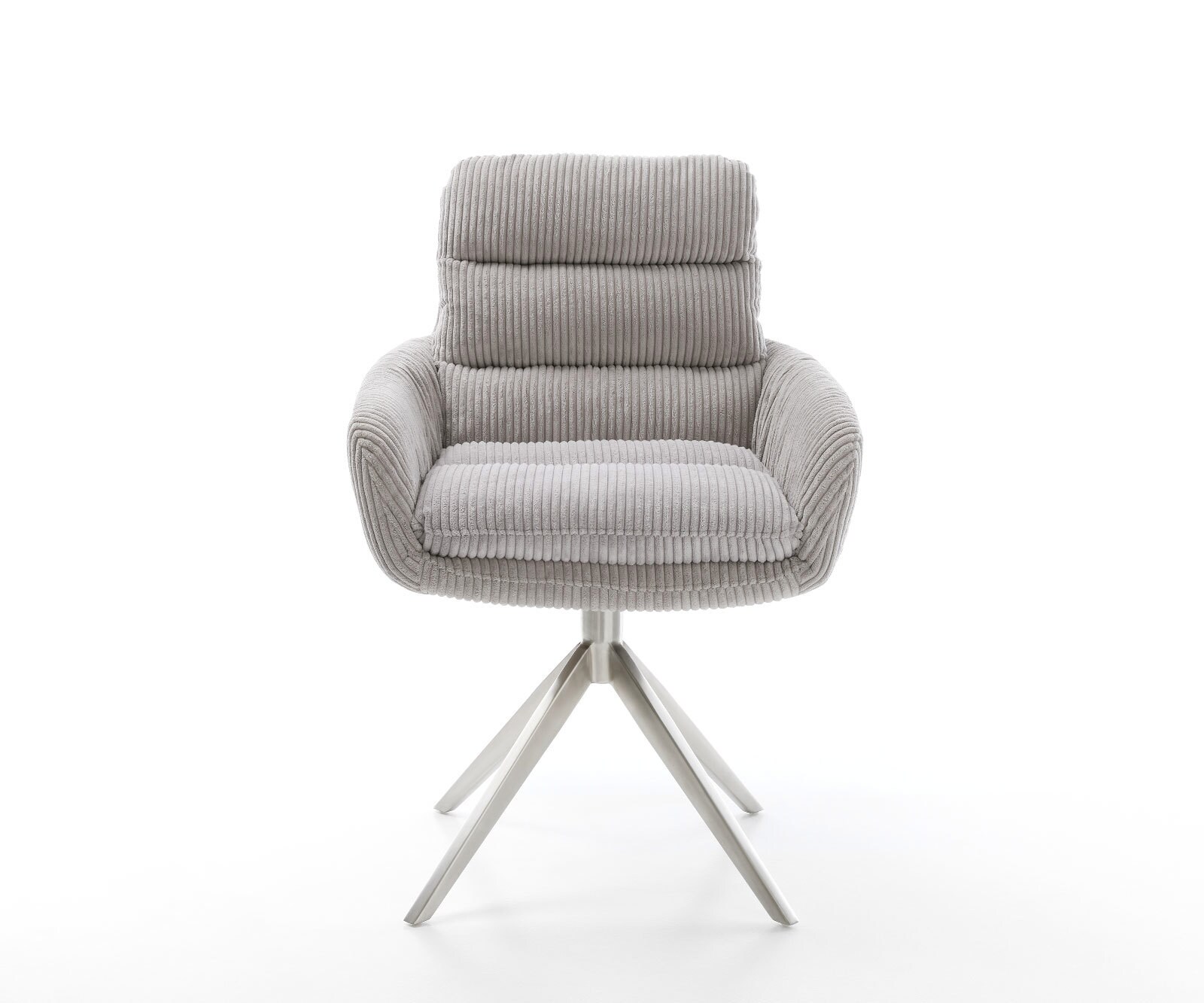 Drehstuhl Abelia-Flex mit Armlehnen Cord Silbergrau Kreuzgestell breit Edelstahl 360° drehbar Wippfunktion 1 Drehstuhl Abelia-Flex mit Armlehnen Cord Silbergrau Kreuzgestell breit Edelstahl 360° drehbar Wippfunktion 1