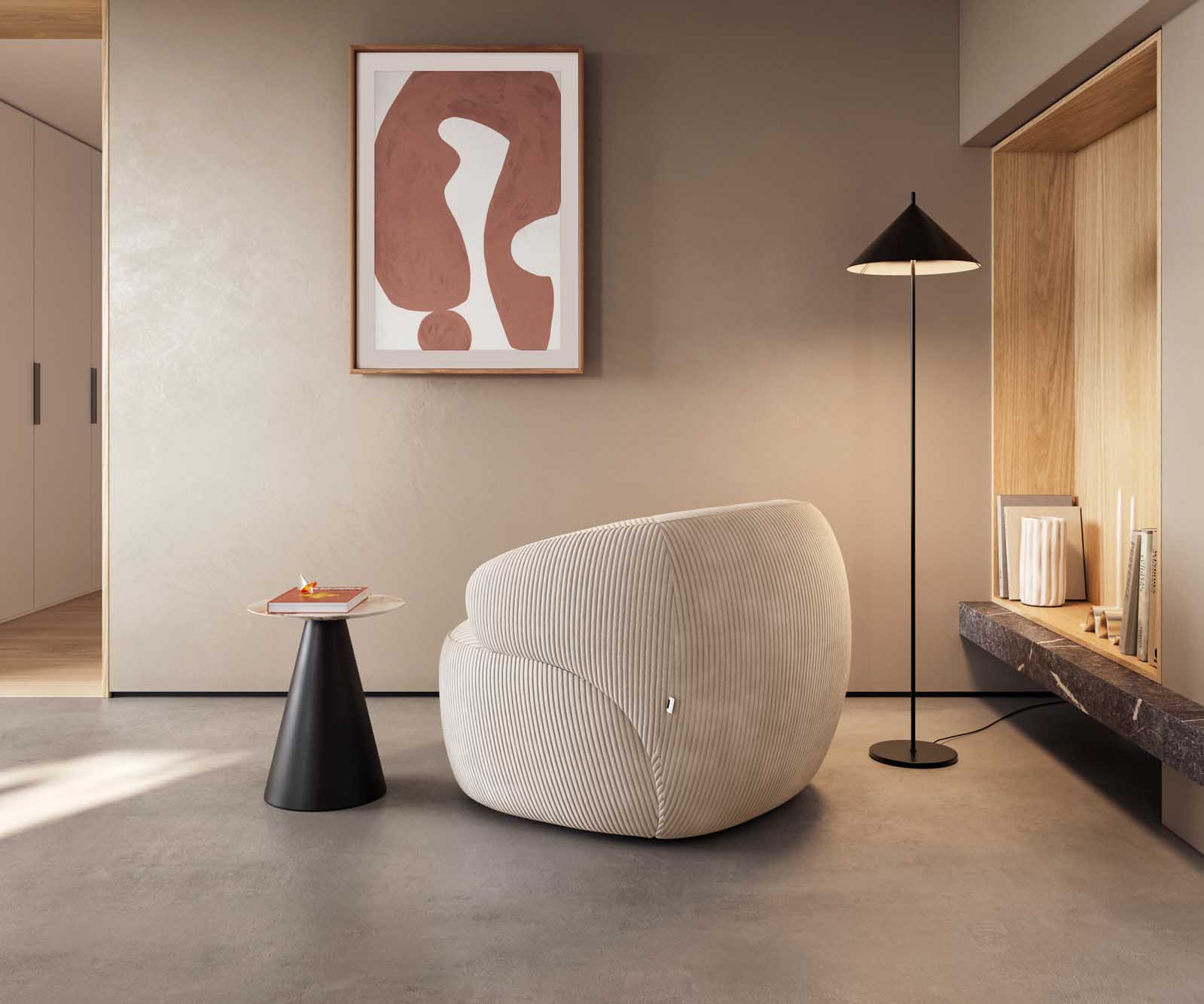 Loungesessel Nova 88x88 cm Cord Beige 4