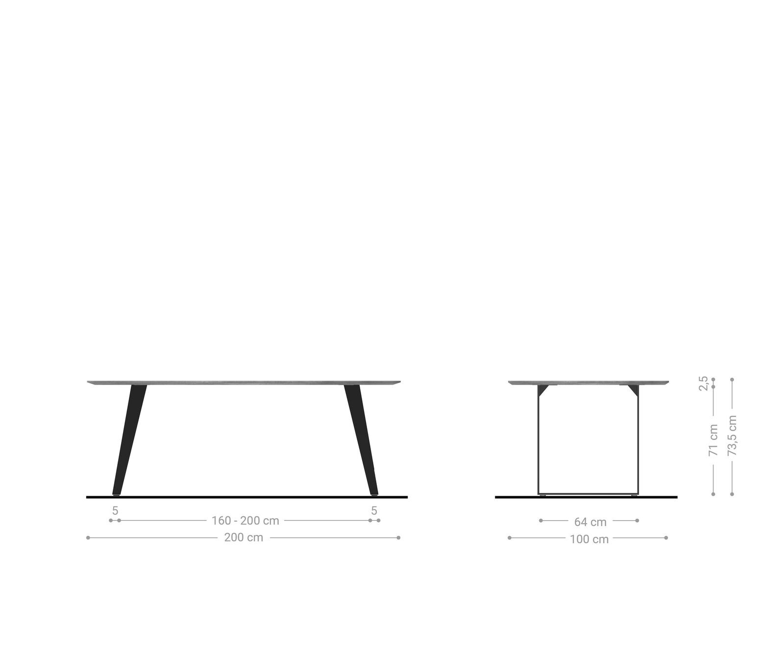 Esstisch Edge 200x100 Akazie Natur Metall Schräg Schweizer Kante 5