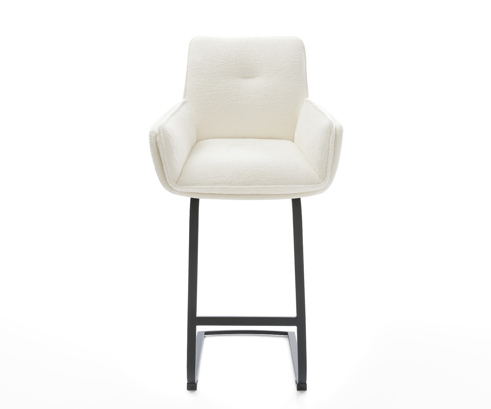 Barstuhl Nela-Flex Bouclé Soft Beige Freischwinger Flach Metall Schwarz 2