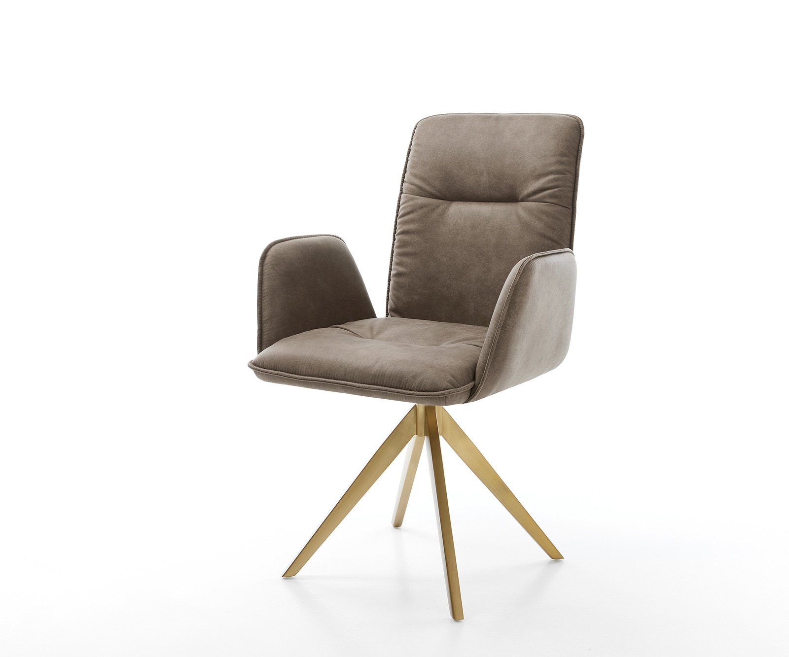 Drehstuhl Vinja-Flex Taupe Vintage Kreuzgestell kantig Gold 180° drehbar
