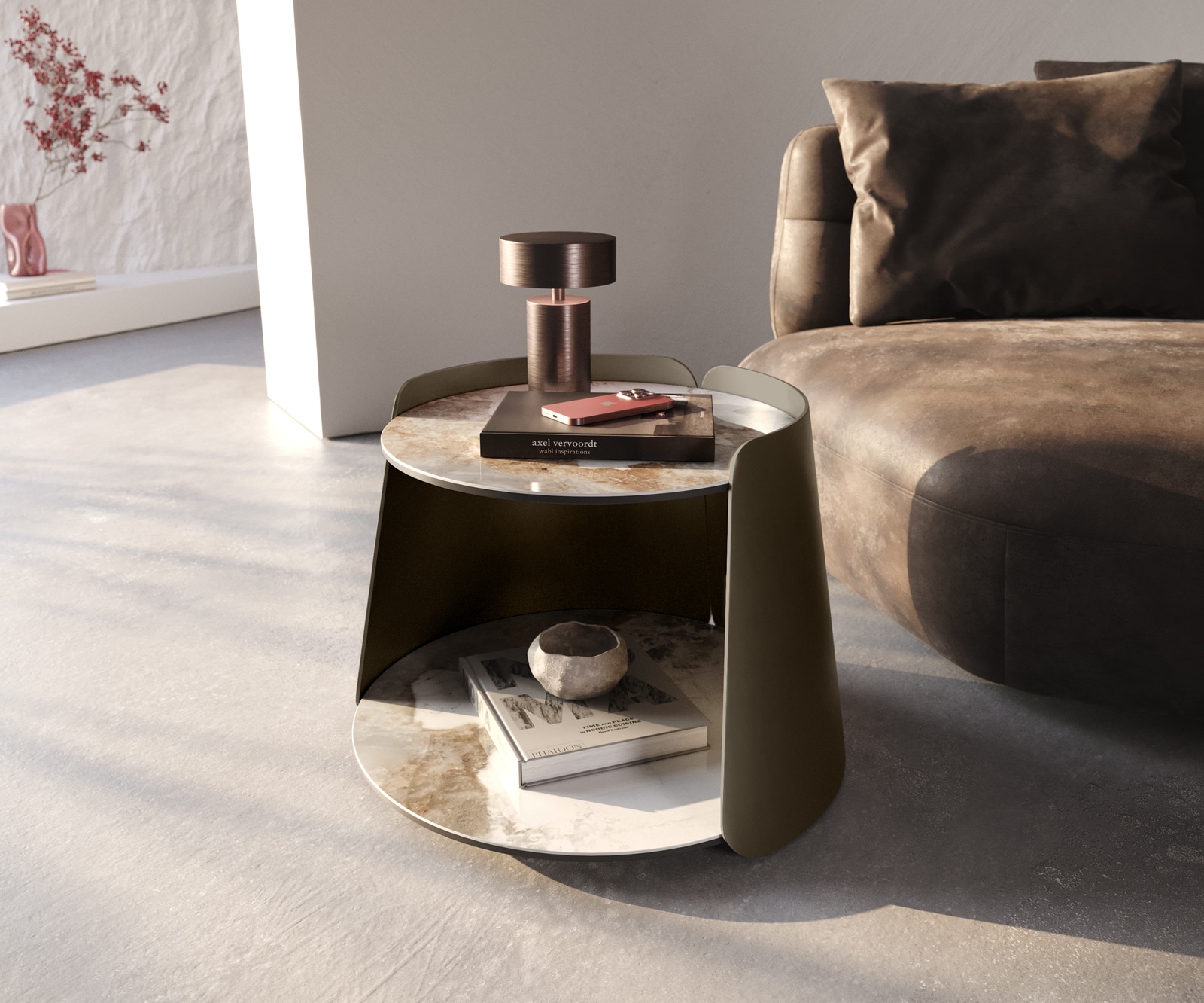Couchtisch Daban 50x50 cm Keramik Gestell Metall