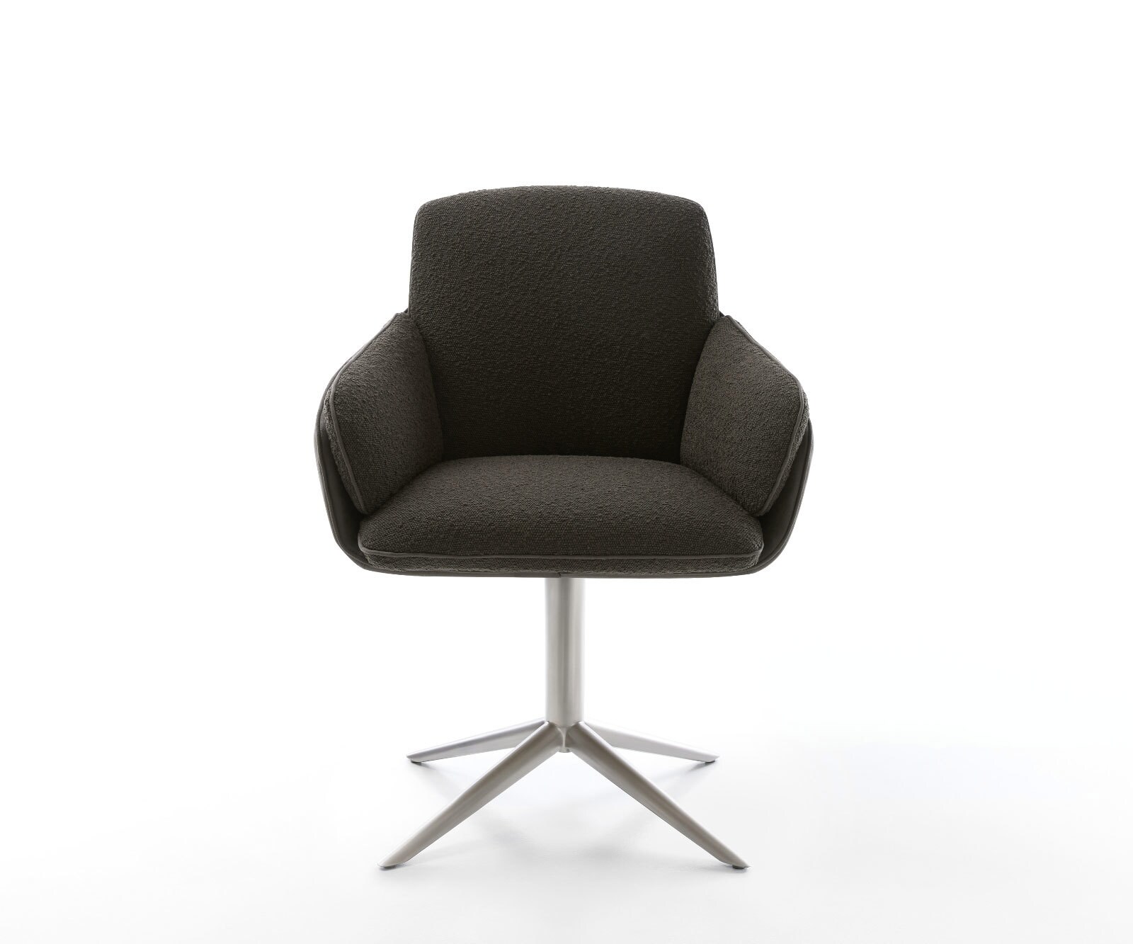 Drehstuhl Luan-Flex mit Armlehnen Materialmix Schwarz Fußkreuz Edelstahl 360° drehbar Wippfunktion 2